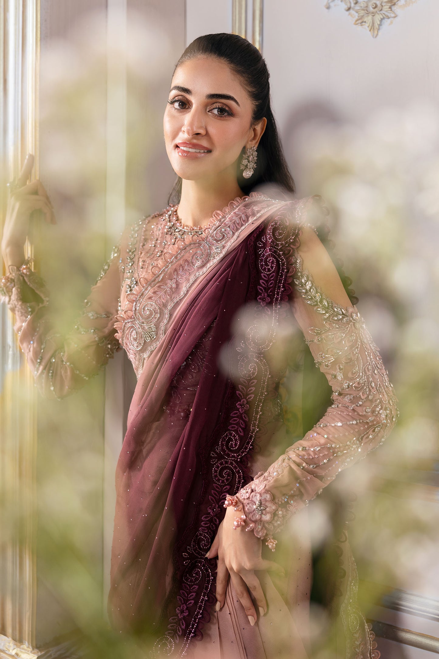 Unstitched Embroidered Chiffon Saree | BD-3001