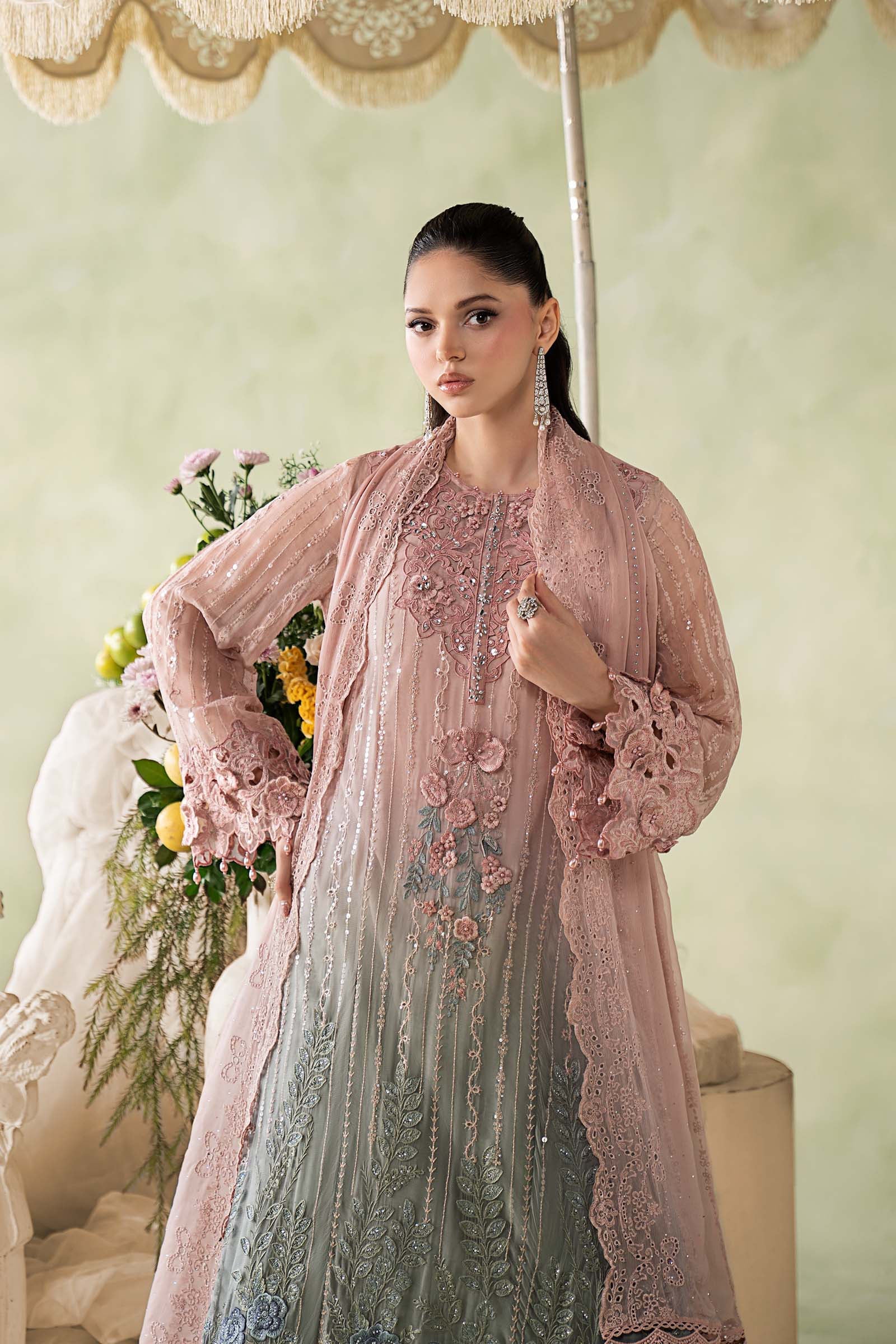 3 Piece Embroidered Chiffon Suit