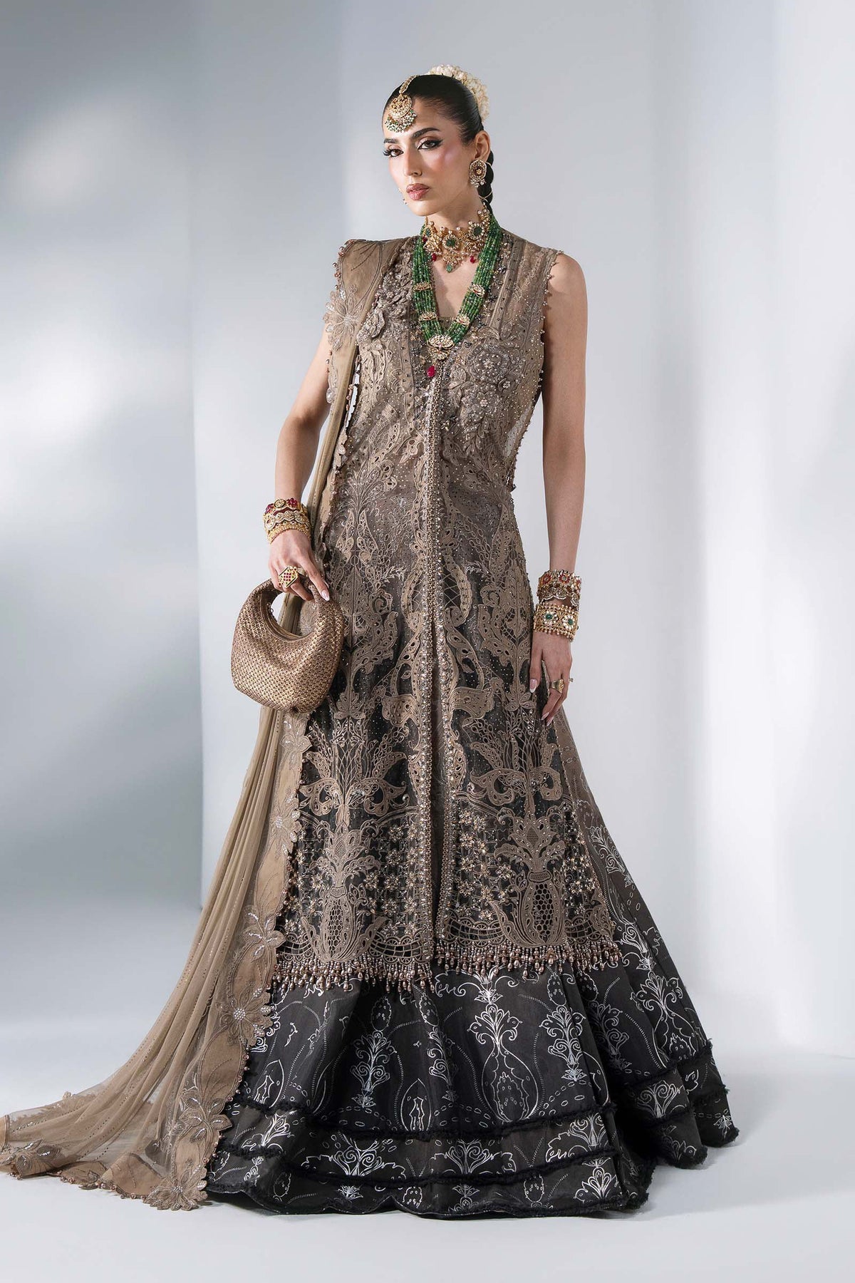 3 Piece Unstitched Embroidered Chiffon Suit