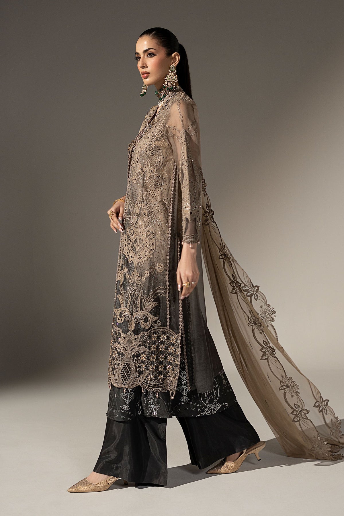 3 Piece Embroidered Chiffon Suit