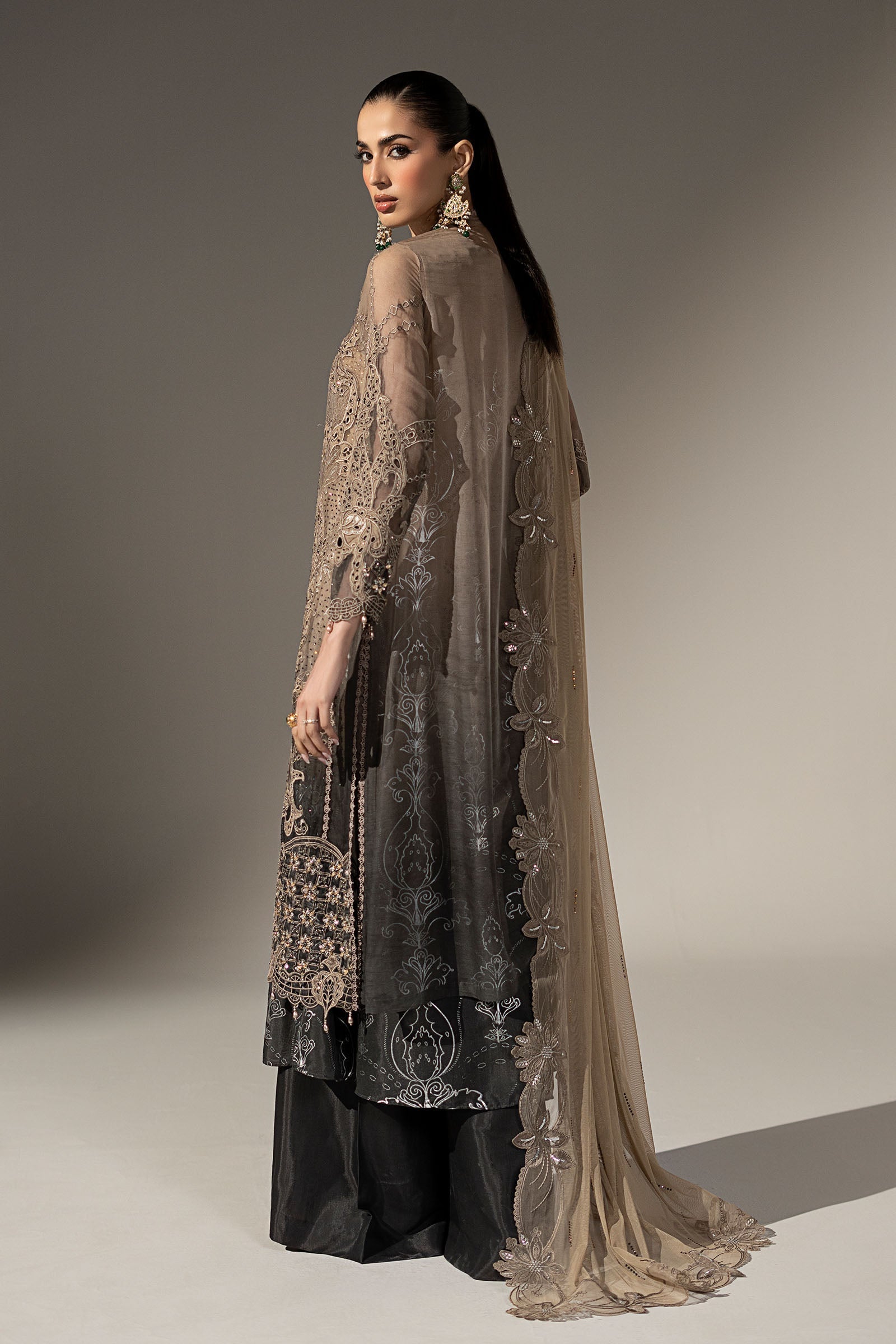3 Piece Embroidered Chiffon Suit