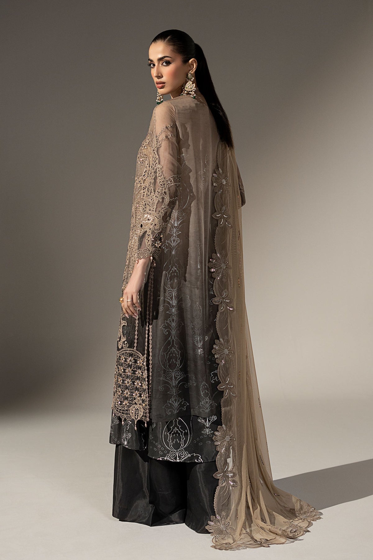3 Piece Embroidered Chiffon Suit