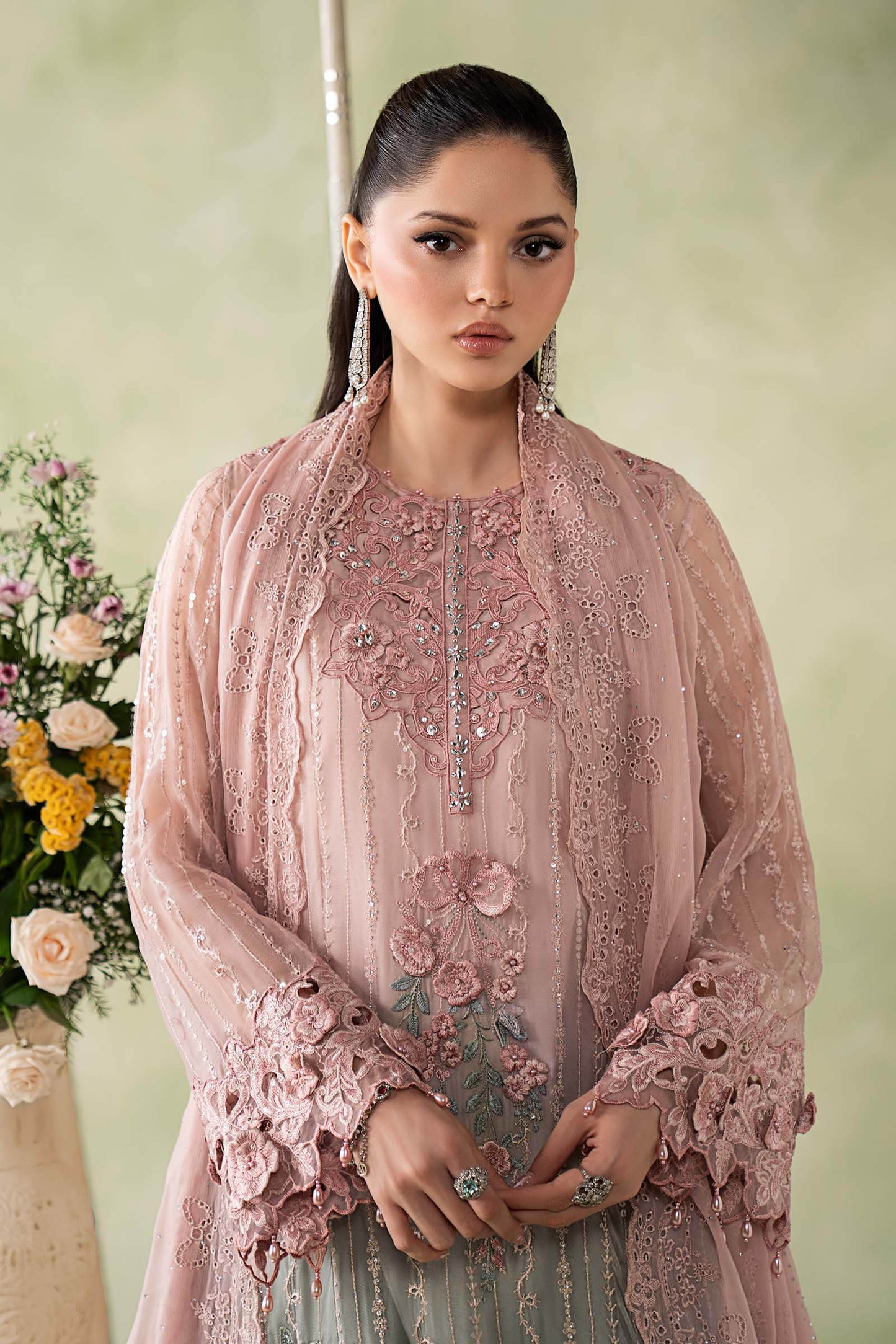 3 Piece Embroidered Chiffon Suit