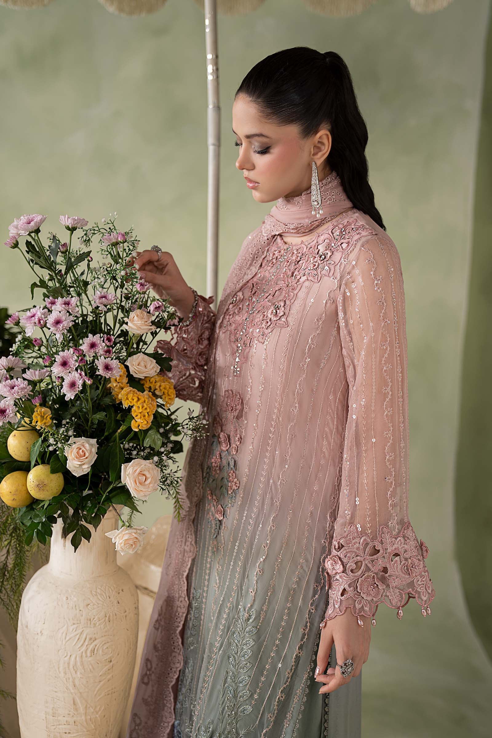 3 Piece Embroidered Chiffon Suit