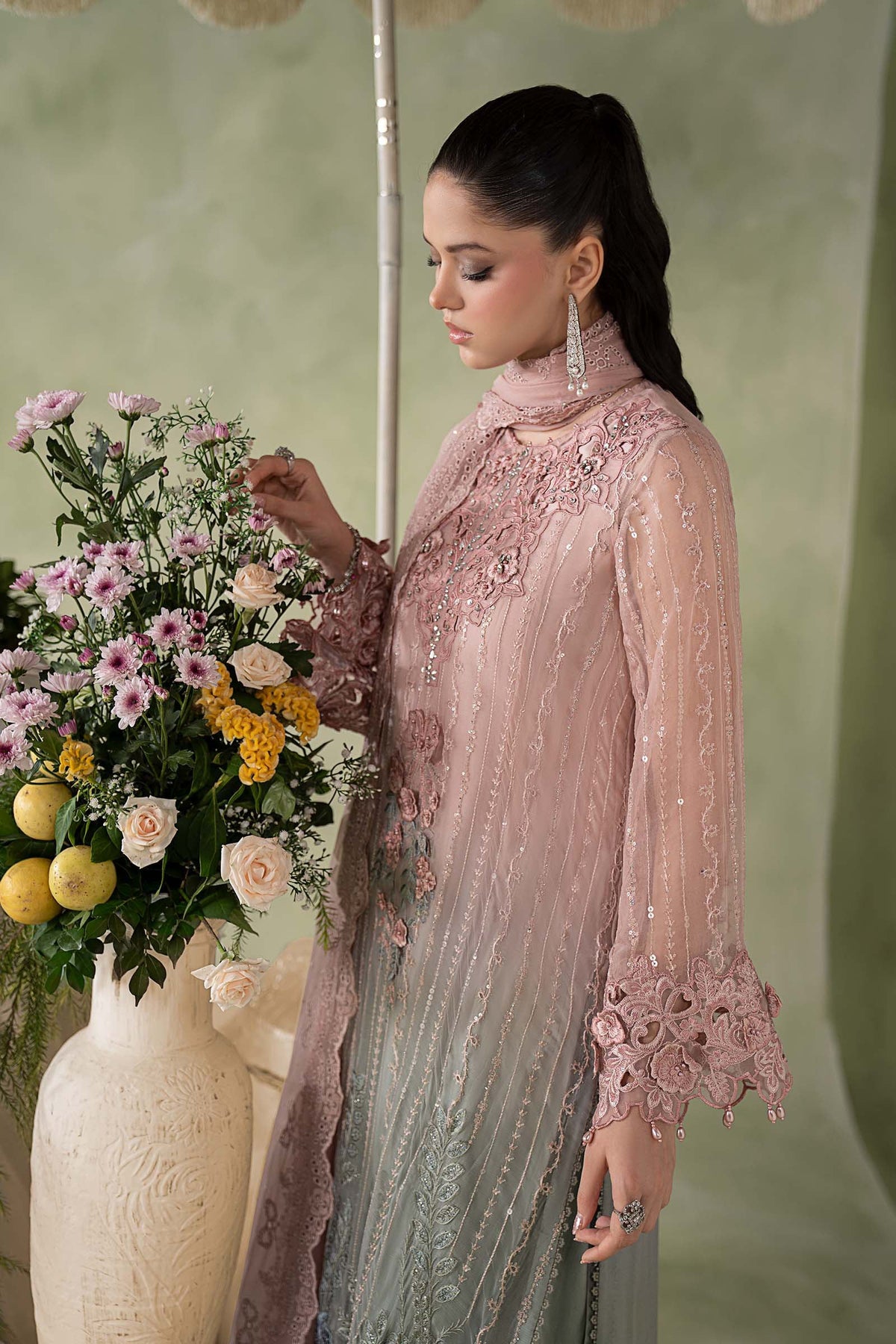 3 Piece Embroidered Chiffon Suit