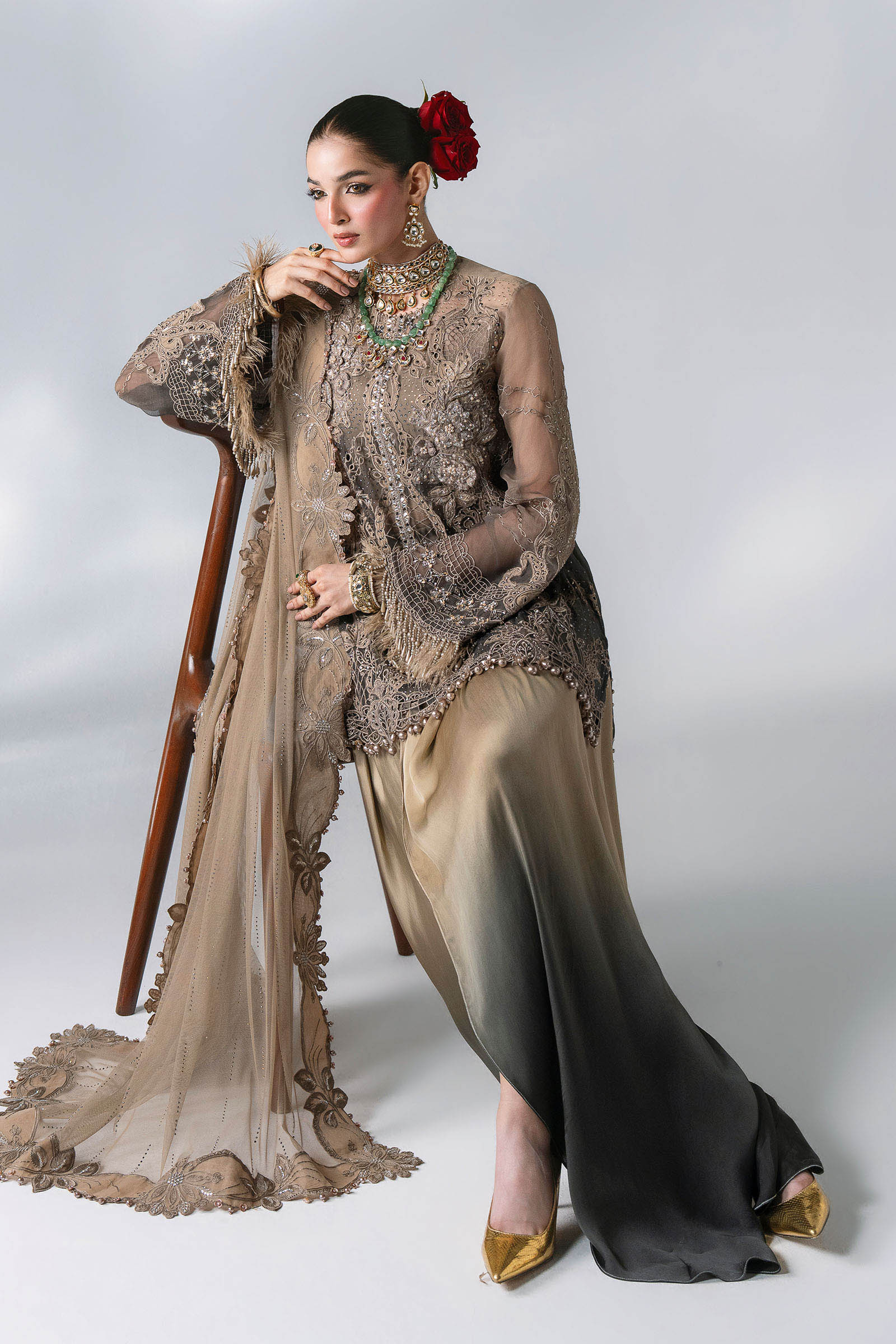 3 Piece Unstitched Embroidered Chiffon Suit
