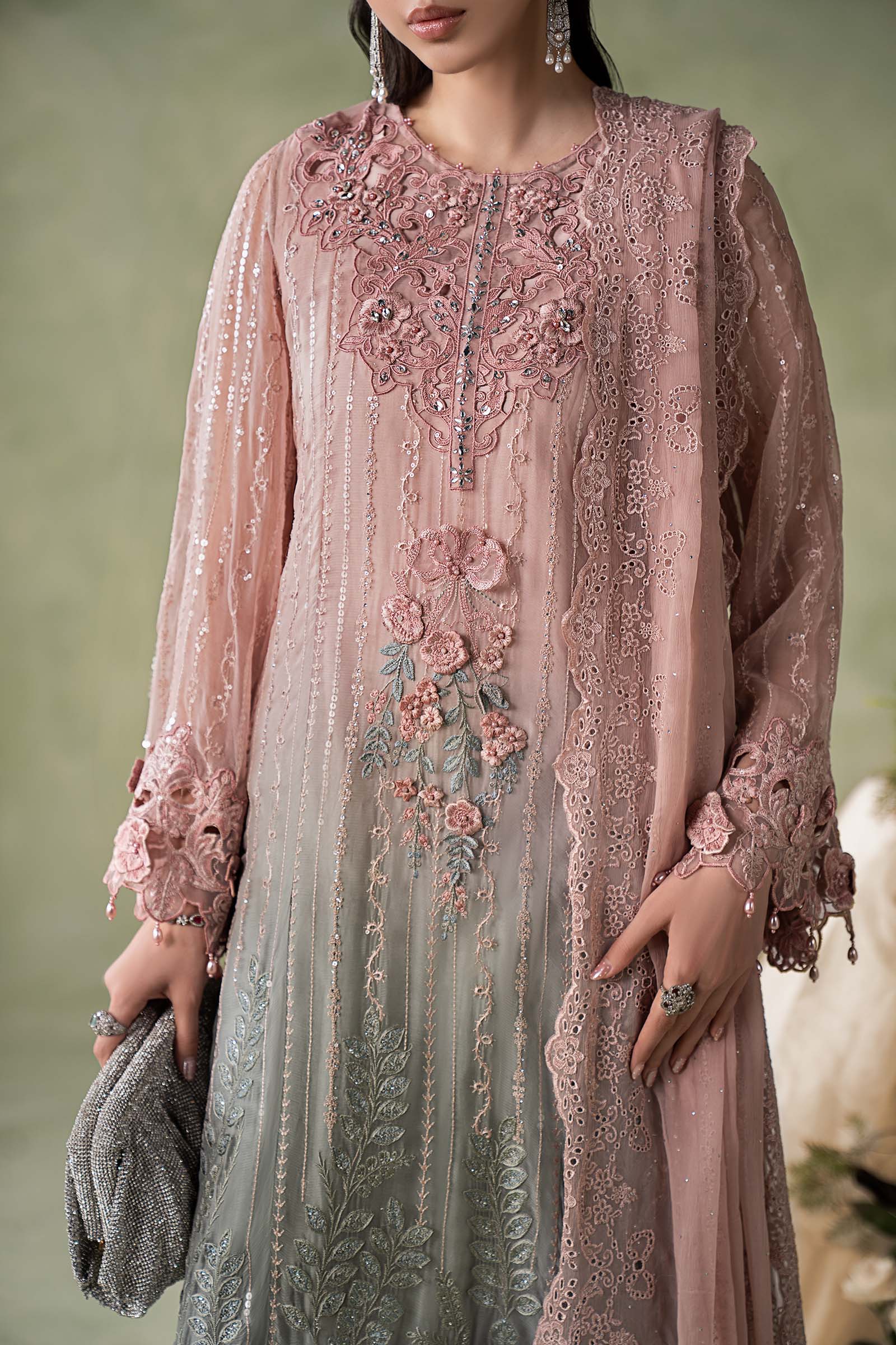 3 Piece Embroidered Chiffon Suit