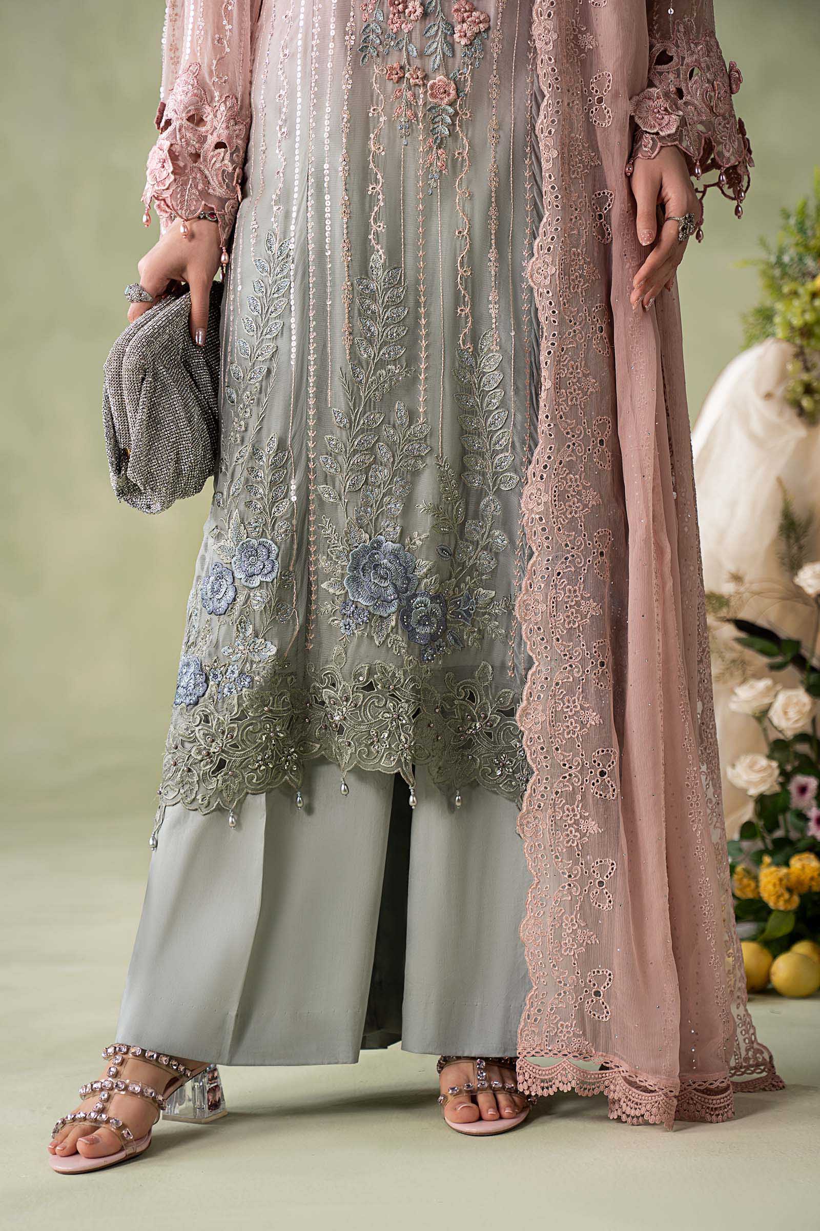 3 Piece Embroidered Chiffon Suit