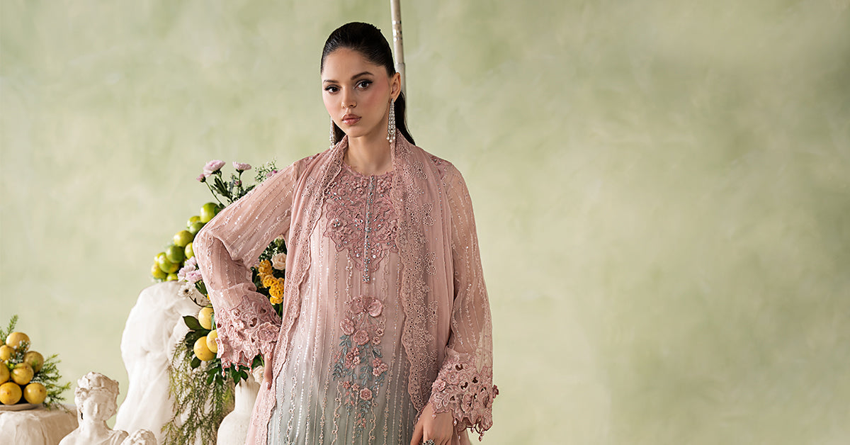 3 Piece Embroidered Chiffon Suit