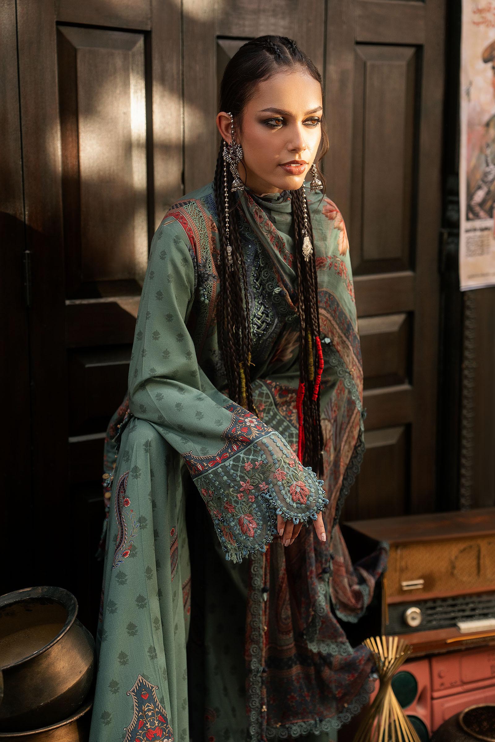 3 Piece Unstitched Embroidered Cambric Suit
