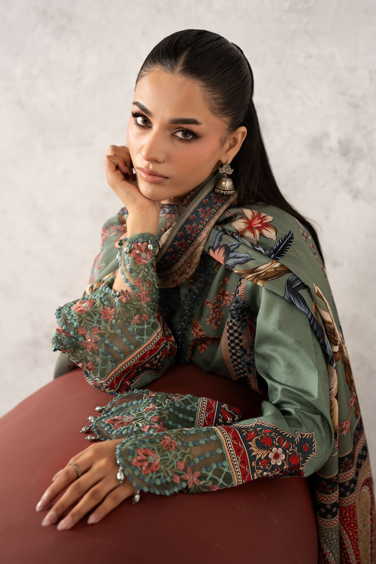 3 Piece Embroidered Cambric Suit