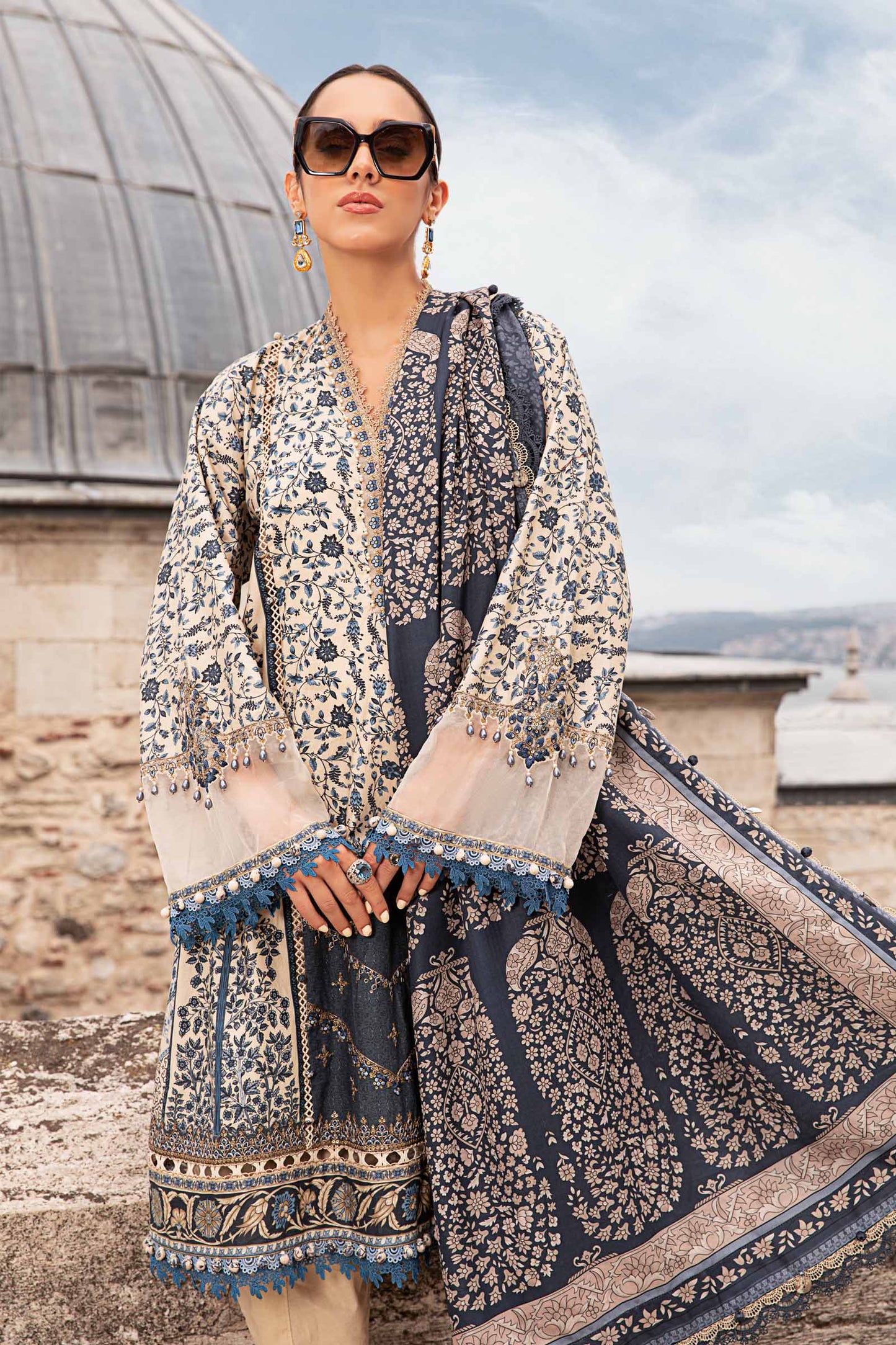 3 Piece Unstitched Printed Cambric Suit | MPT-2302-A