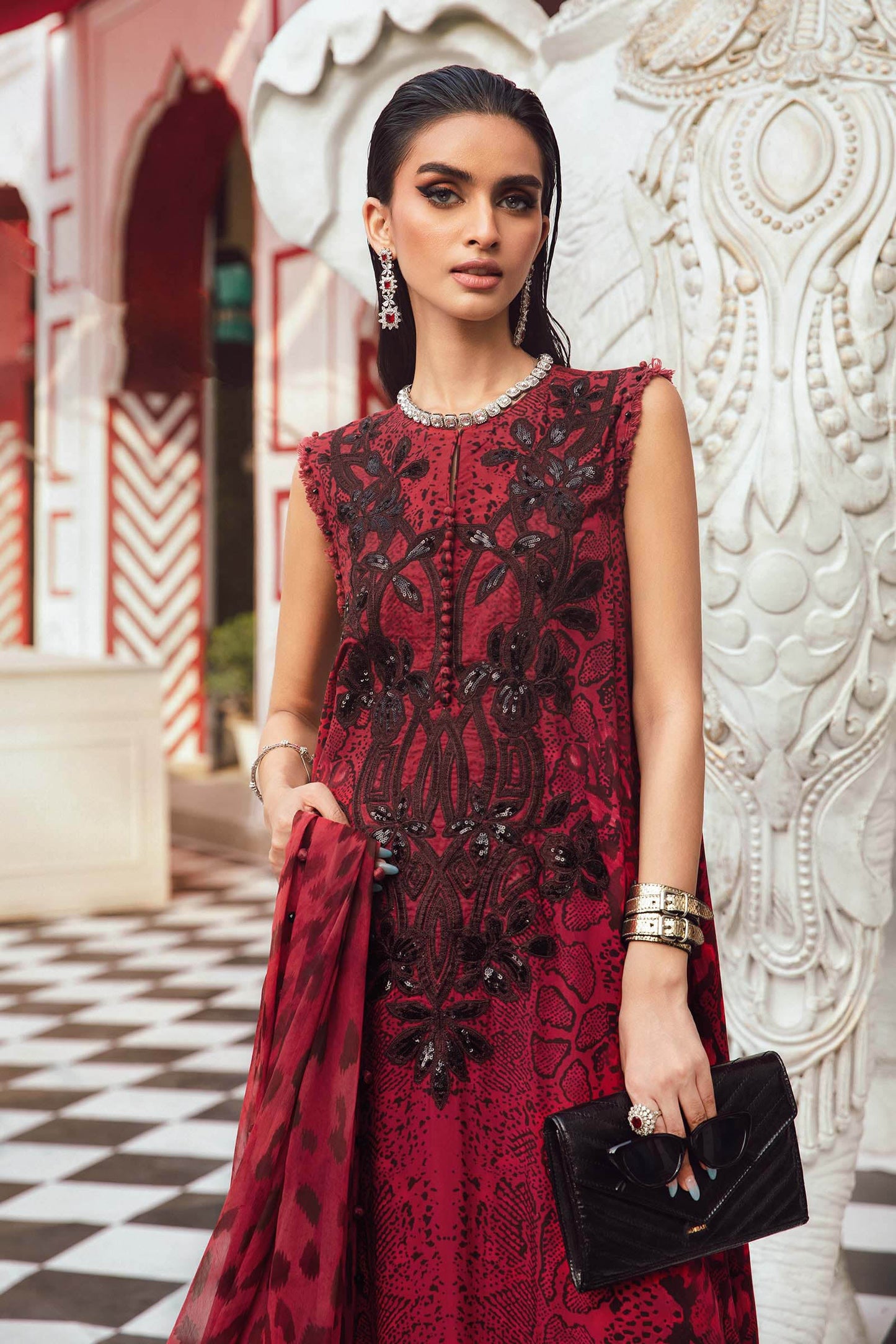 3 Piece Unstitched Embroidered Linen Suit | MPT-2702-A