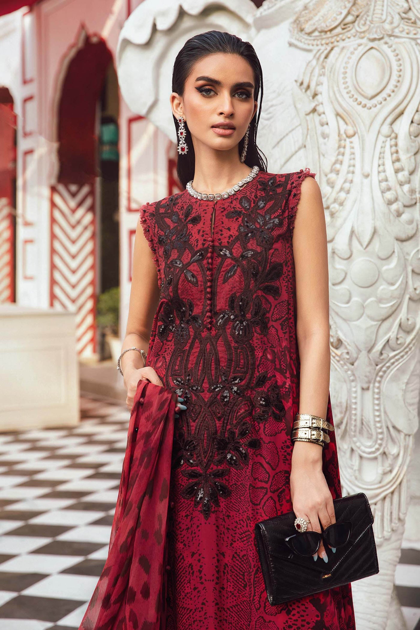 3 Piece Unstitched Embroidered Linen Suit | MPT-2702-A