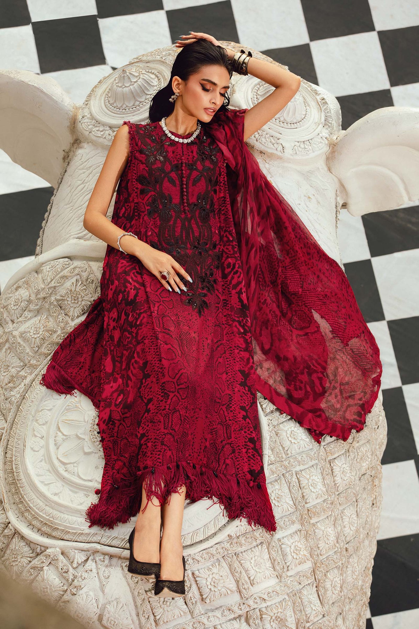 3 Piece Unstitched Embroidered Linen Suit | MPT-2702-A