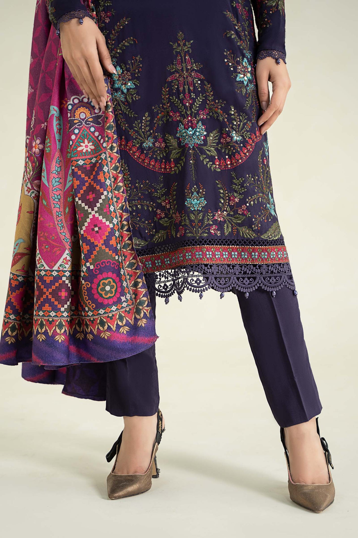 3 Piece Printed Linen Suit | MPS-2402-A