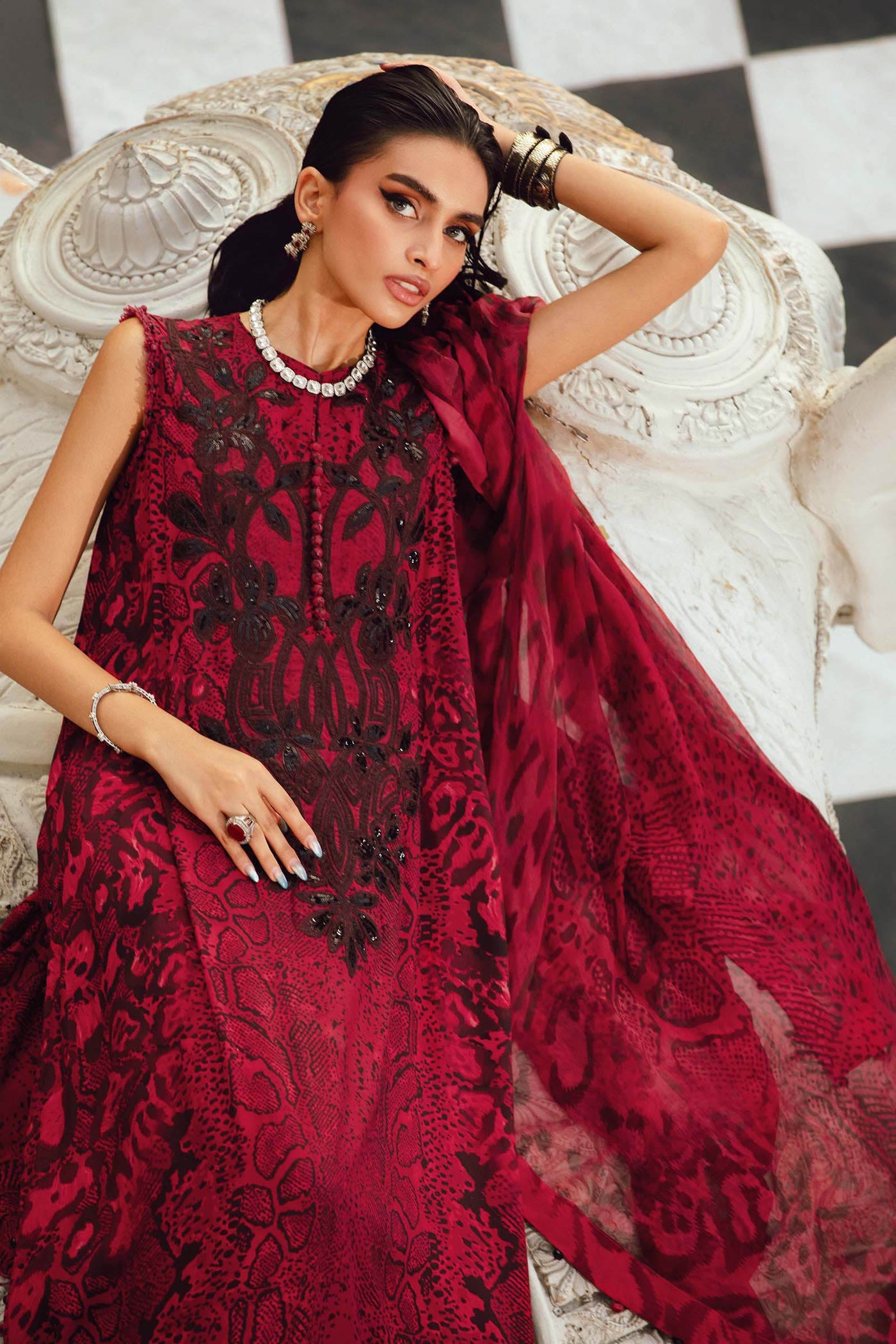 3 Piece Unstitched Embroidered Linen Suit | MPT-2702-A