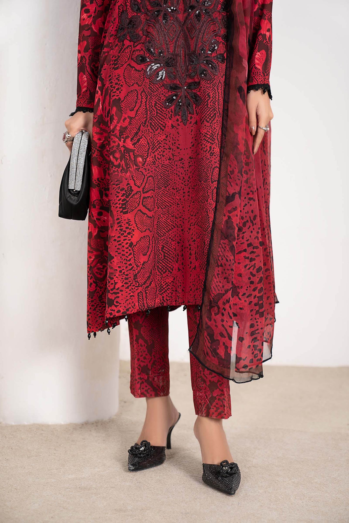 3 Piece Embroidered Linen Suit