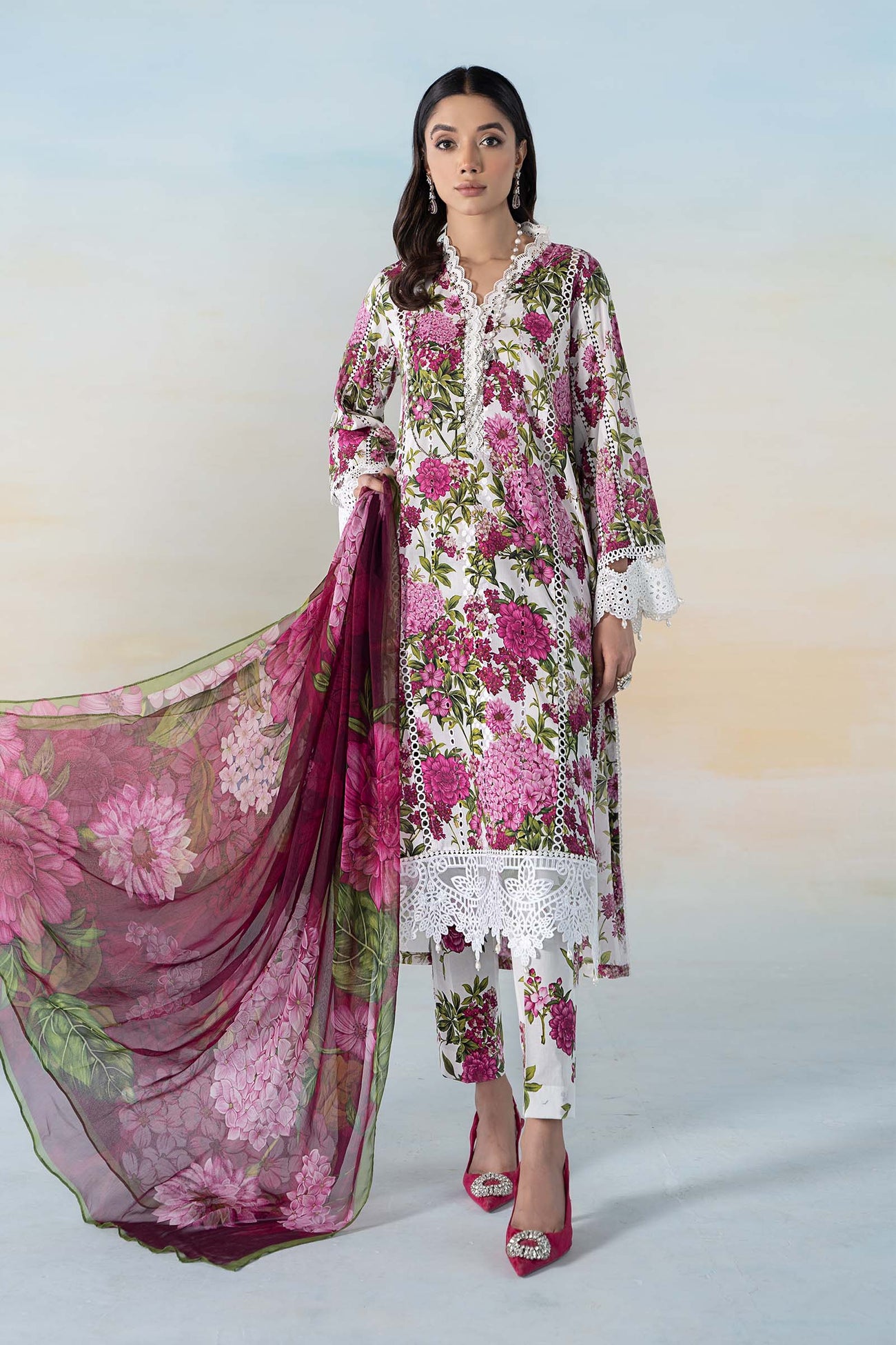 3 PIECE PRINTED DOBBY LAWN SUIT | MPS-2102-A