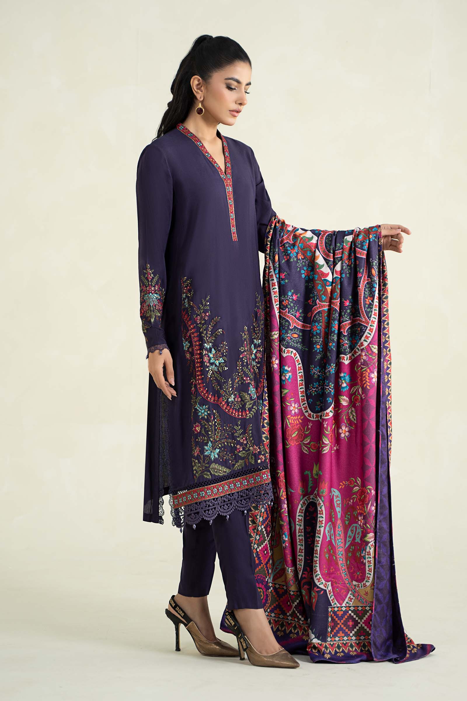 3 Piece Printed Linen Suit | MPS-2402-A