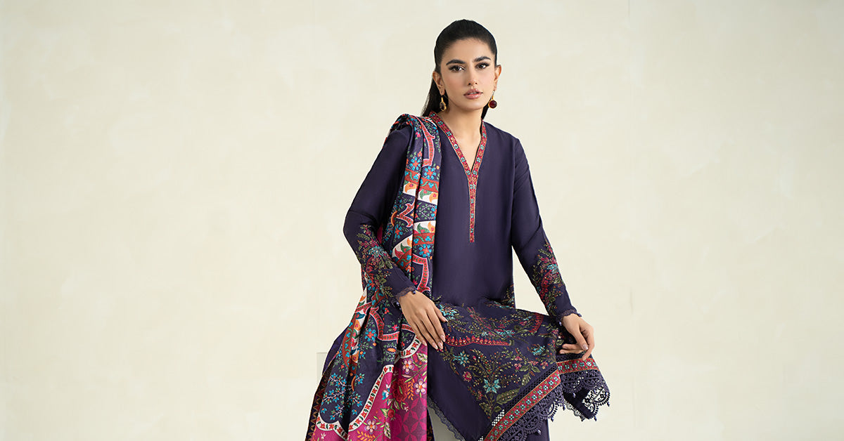 3 Piece Printed Linen Suit | MPS-2402-A