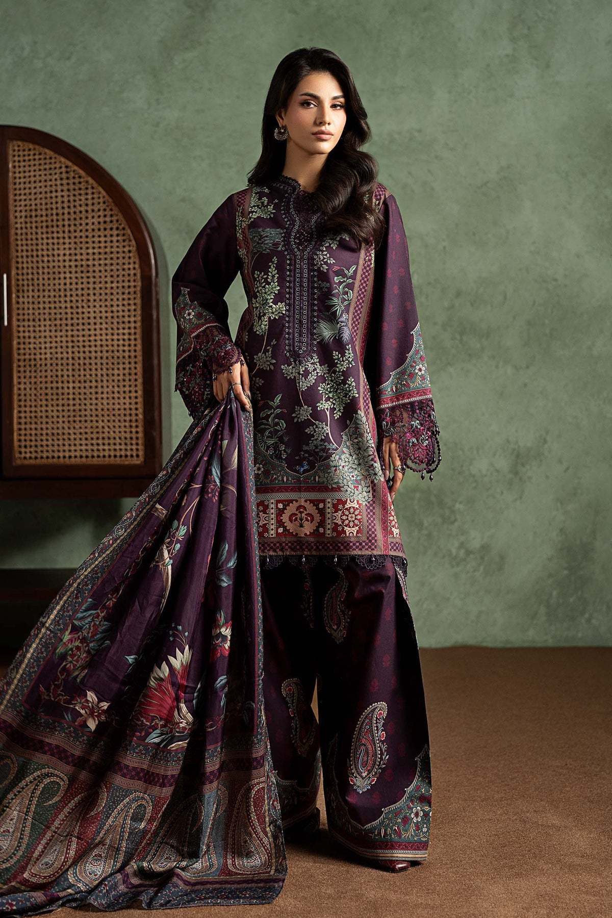3 Piece Embroidered Cambric Suit