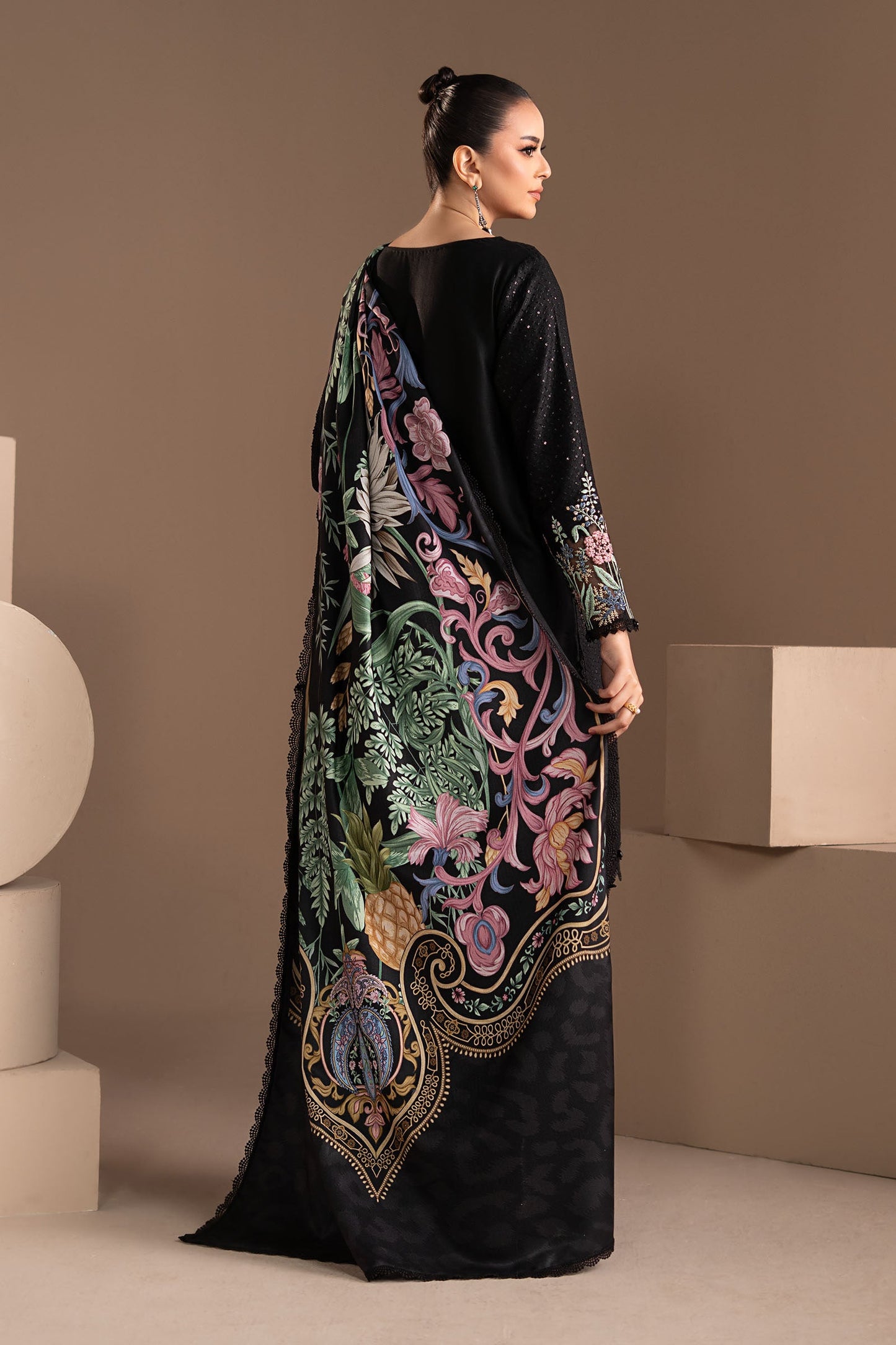 3 Piece Embroidered Twill Linen Suit