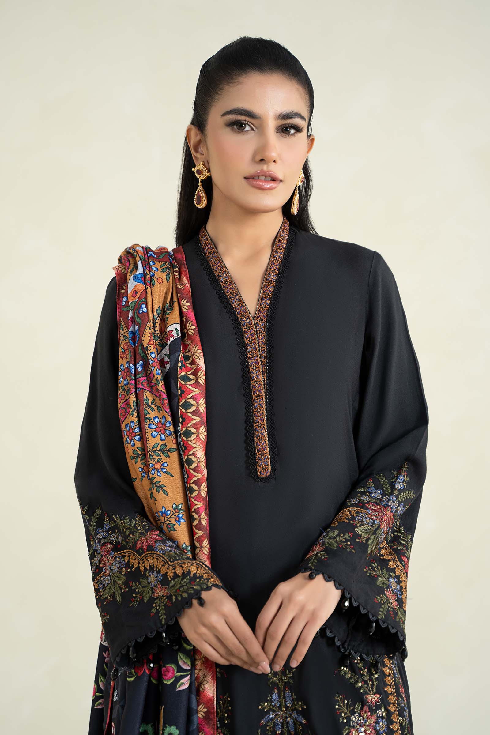 3 Piece Printed Linen Suit | MPS-2402-B