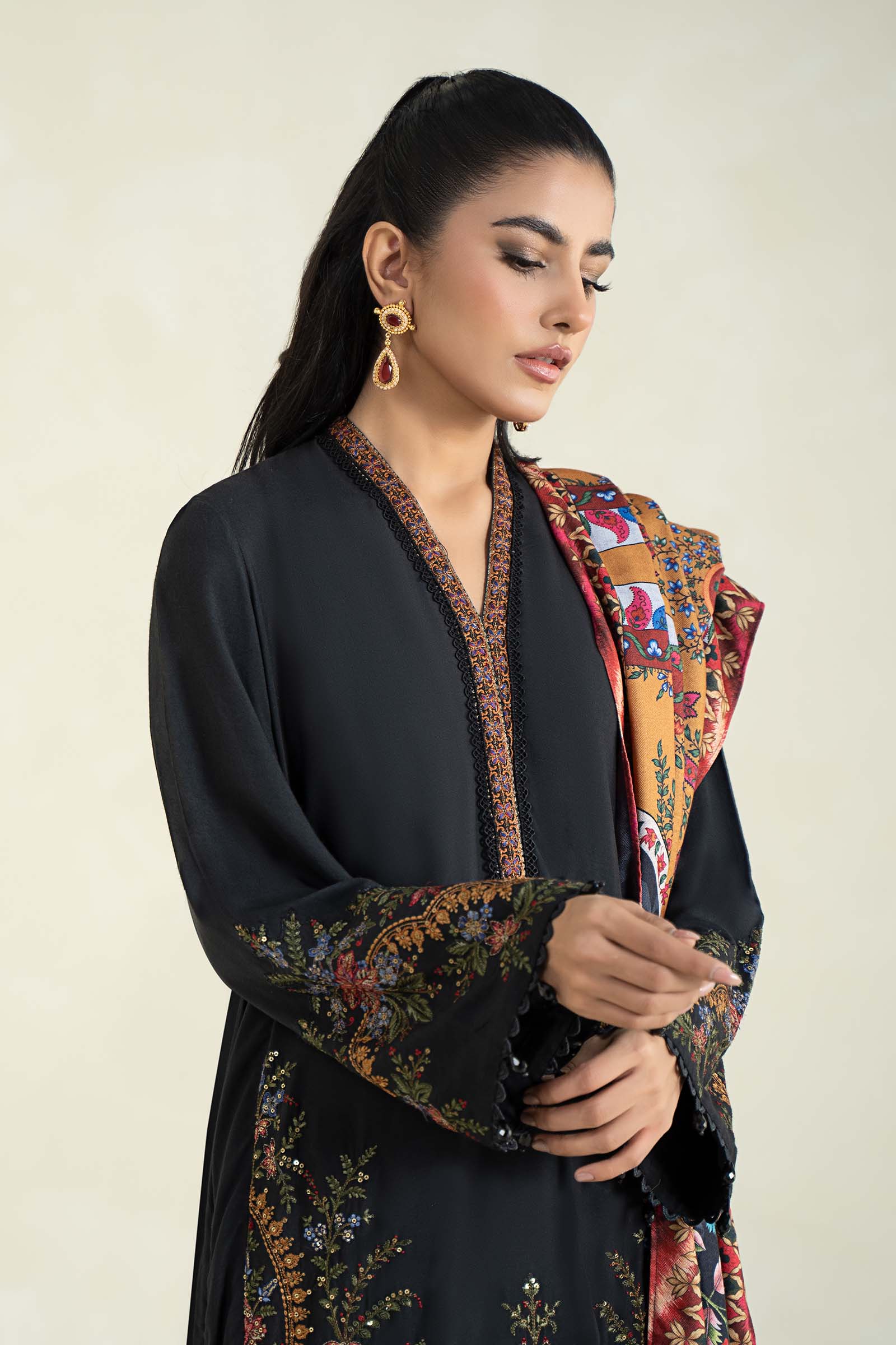 3 Piece Printed Linen Suit | MPS-2402-B