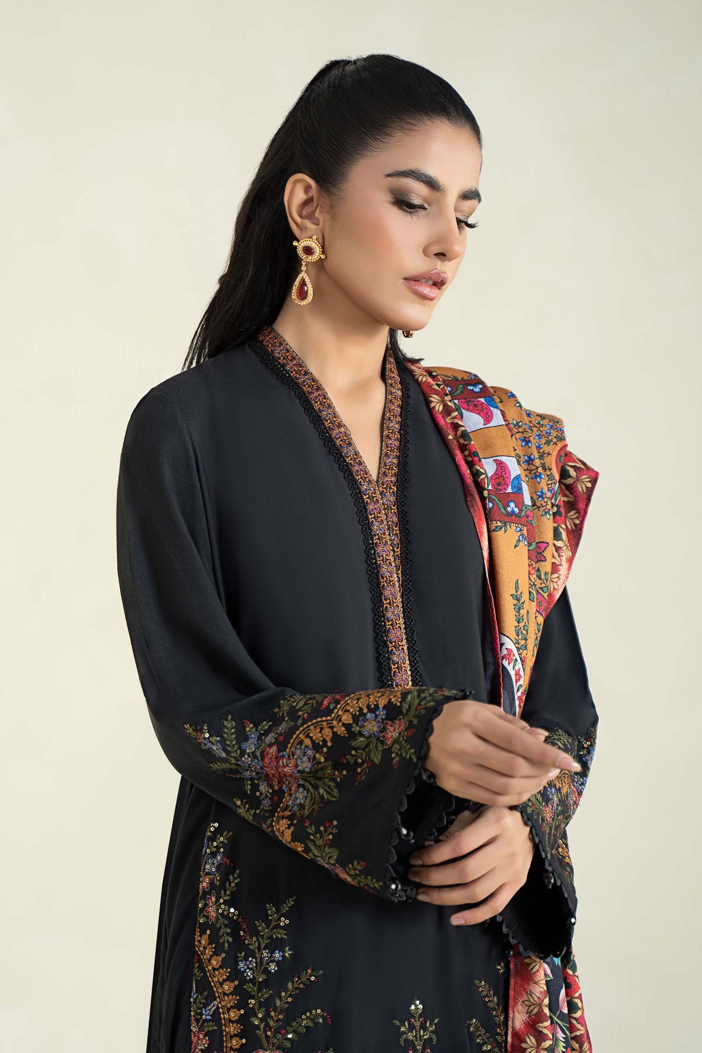 3 Piece Printed Linen Suit | MPS-2402-B