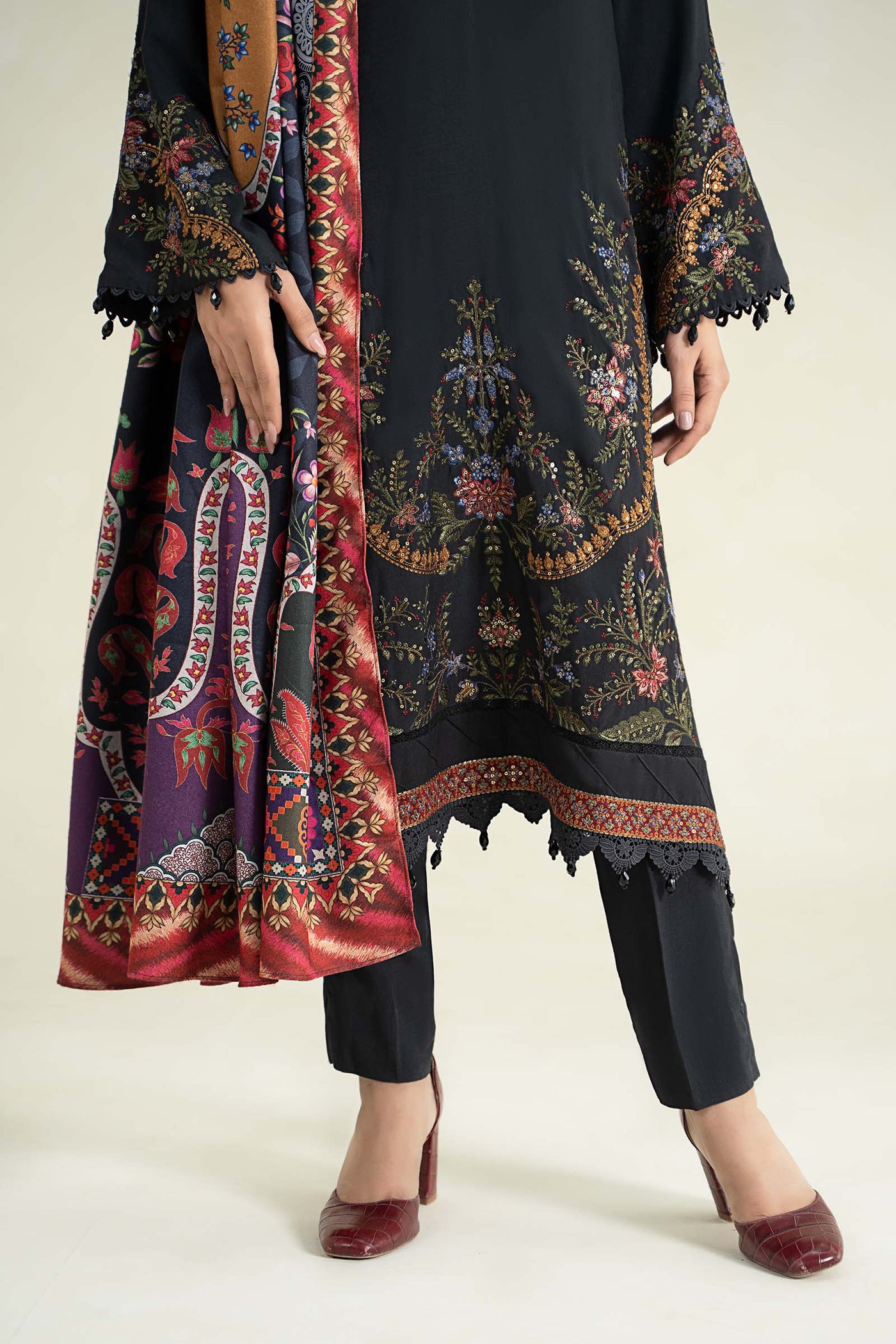 3 Piece Printed Linen Suit | MPS-2402-B