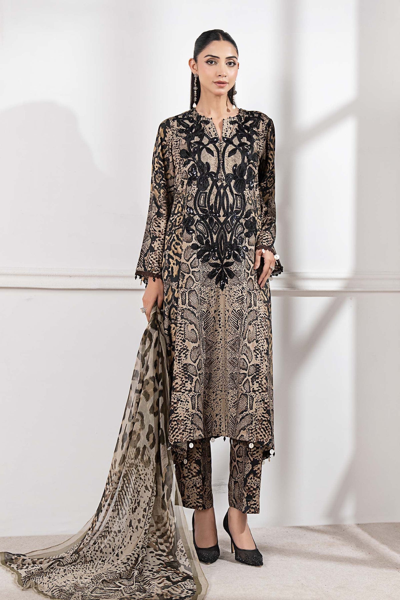 3 Piece Embroidered Linen Suit