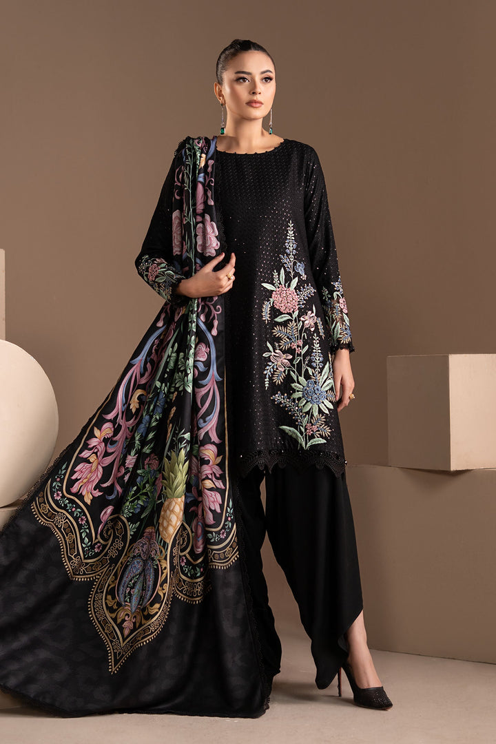 3 Piece Embroidered Twill Linen Suit All Products MS2802B-SML-00B