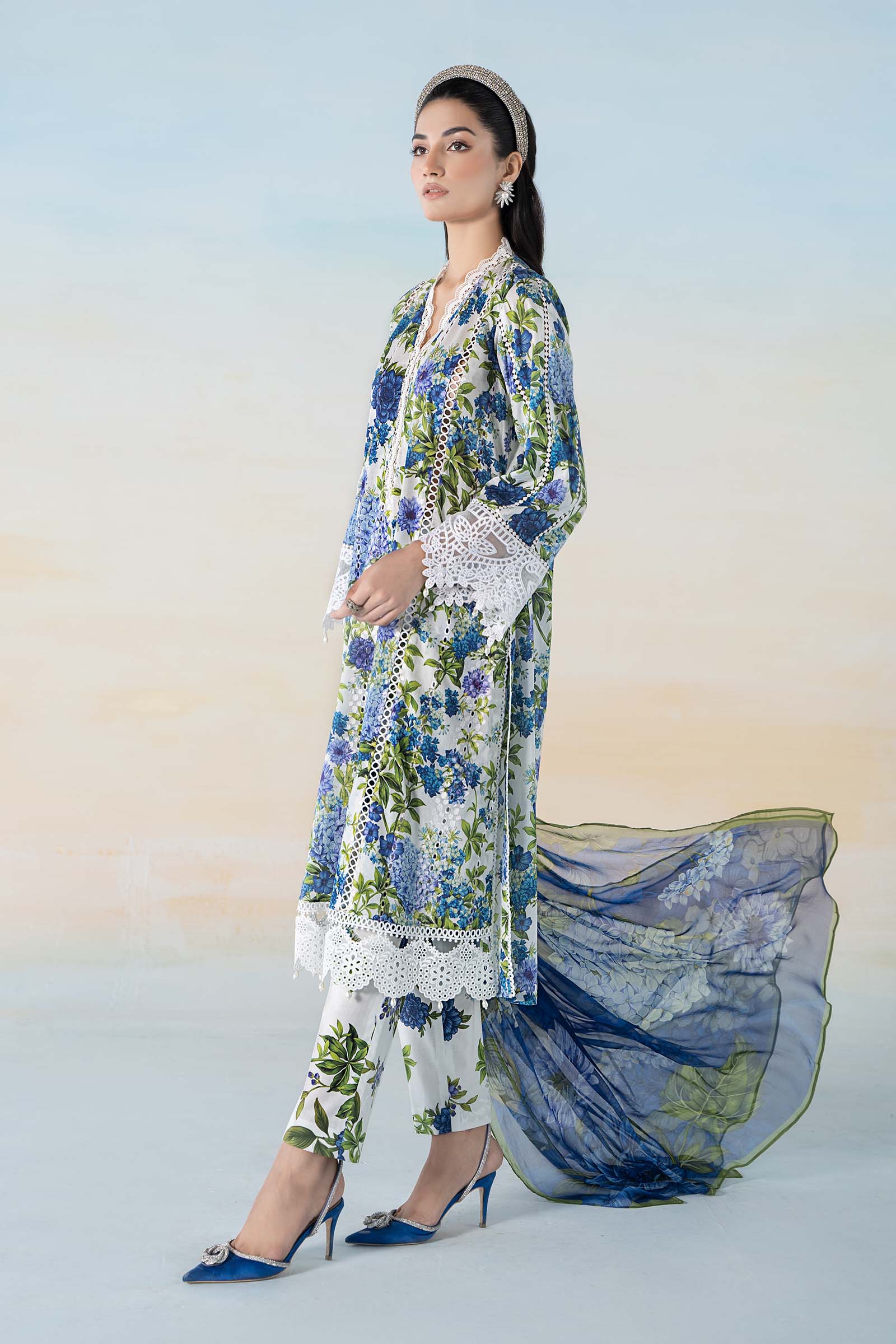 3 PIECE PRINTED DOBBY LAWN SUIT | MPS-2102-B