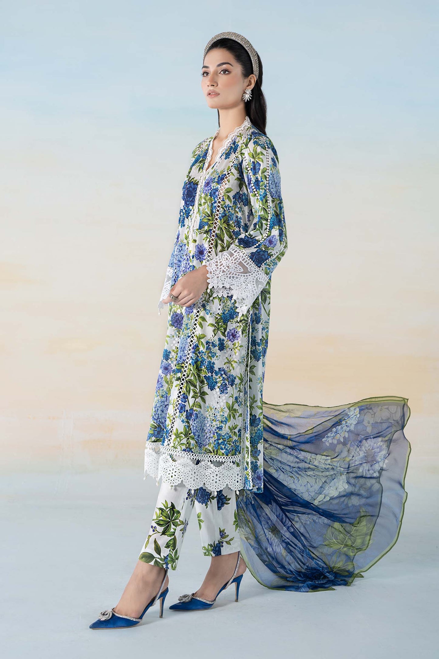 3 PIECE PRINTED DOBBY LAWN SUIT | MPS-2102-B