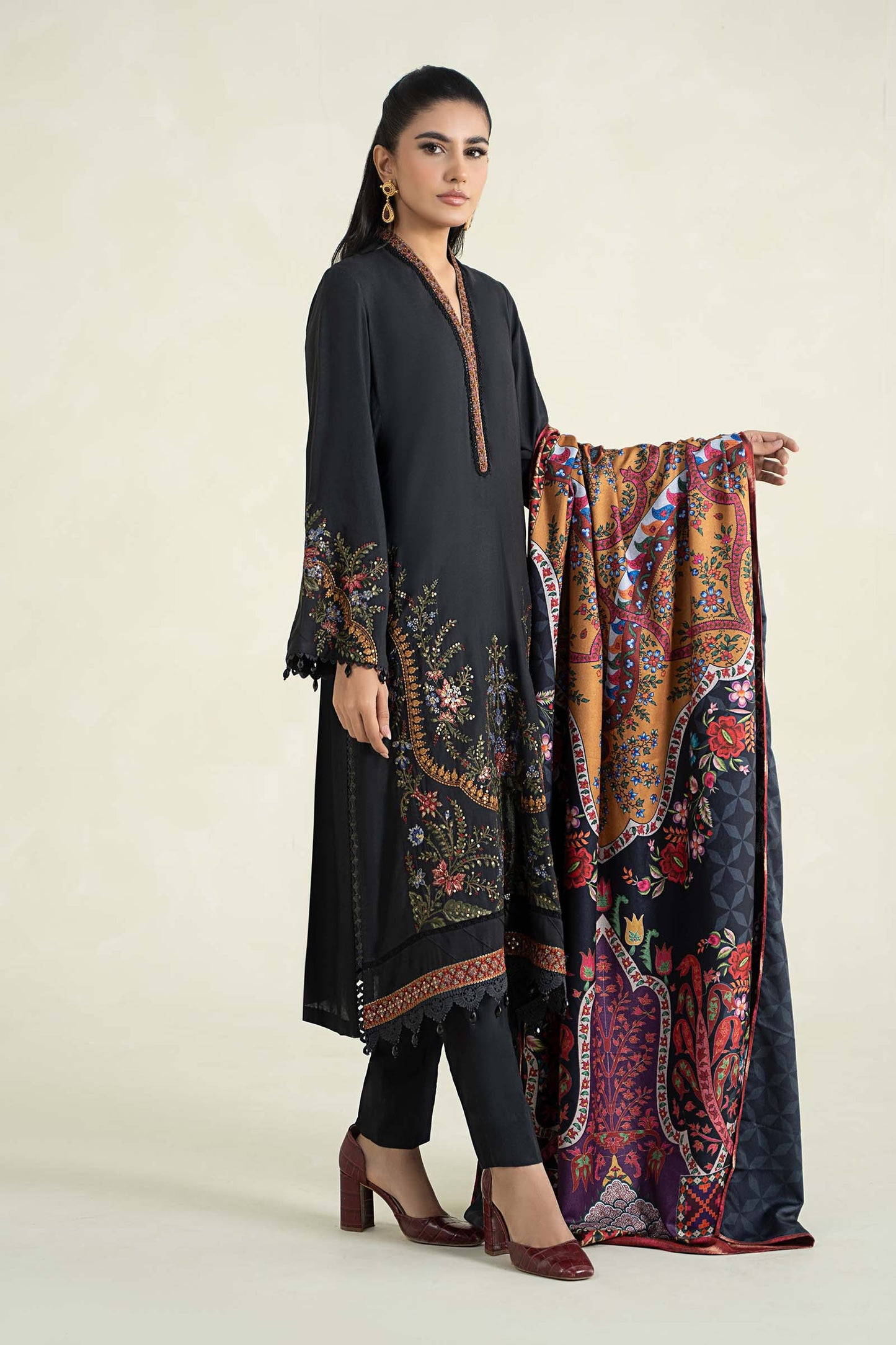 3 Piece Printed Linen Suit | MPS-2402-B
