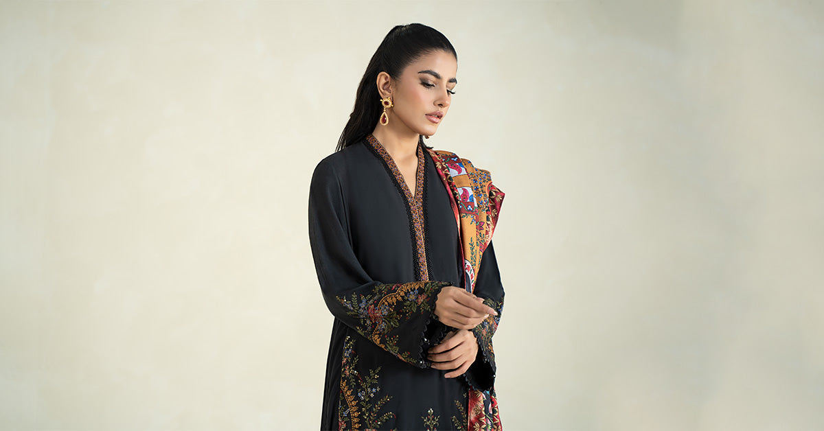 3 Piece Printed Linen Suit | MPS-2402-B