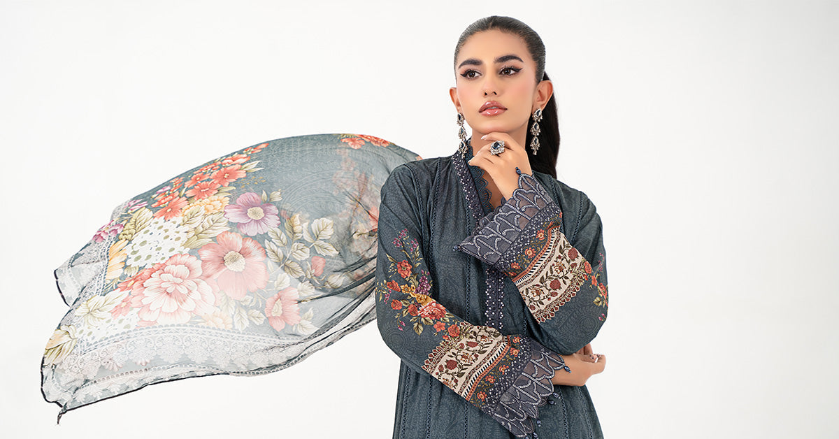 3 Piece Printed Lawn Suit | MPS-2202-B