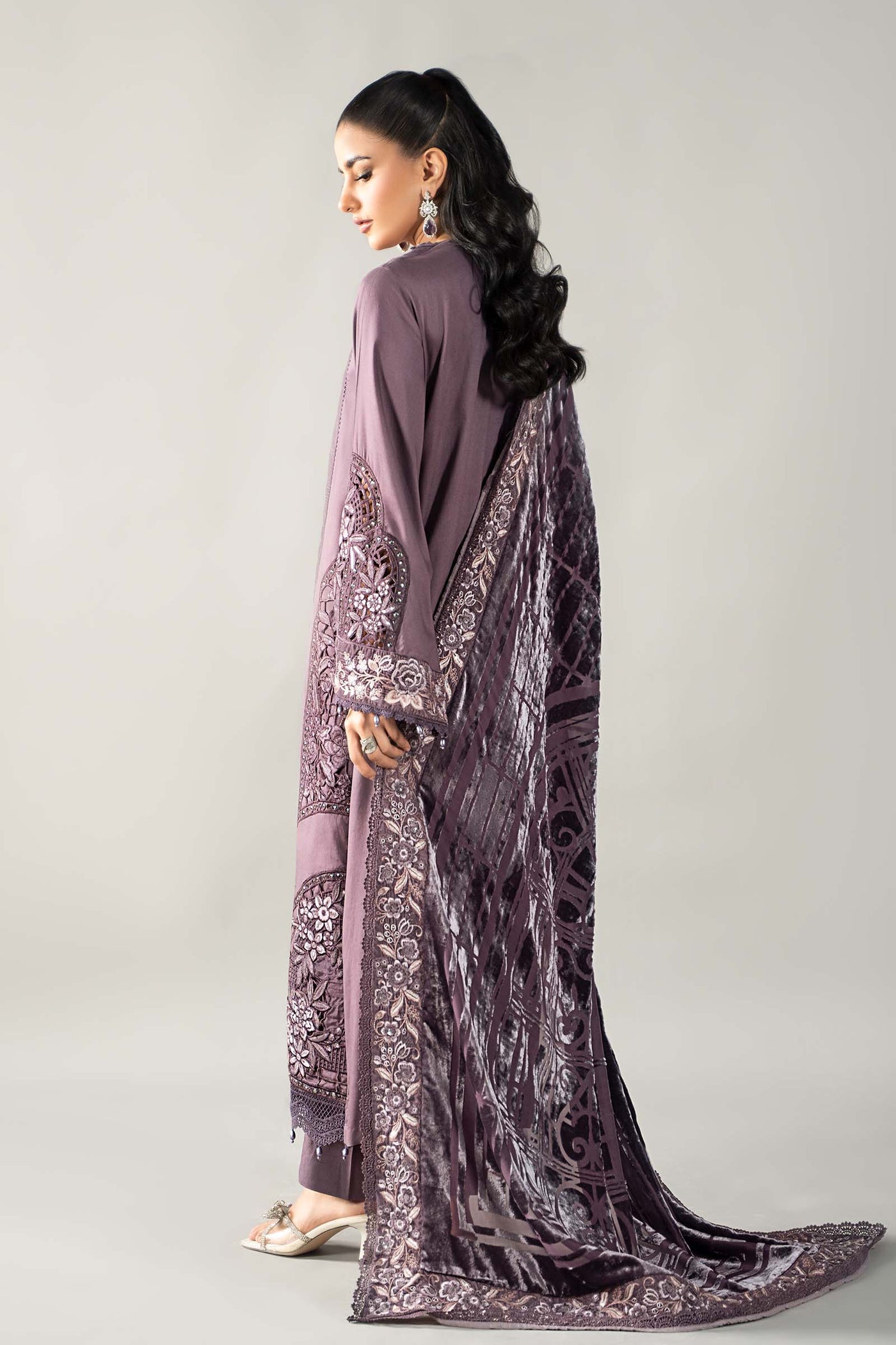 3 Piece Embroidered Linen Suit | DLS-1202