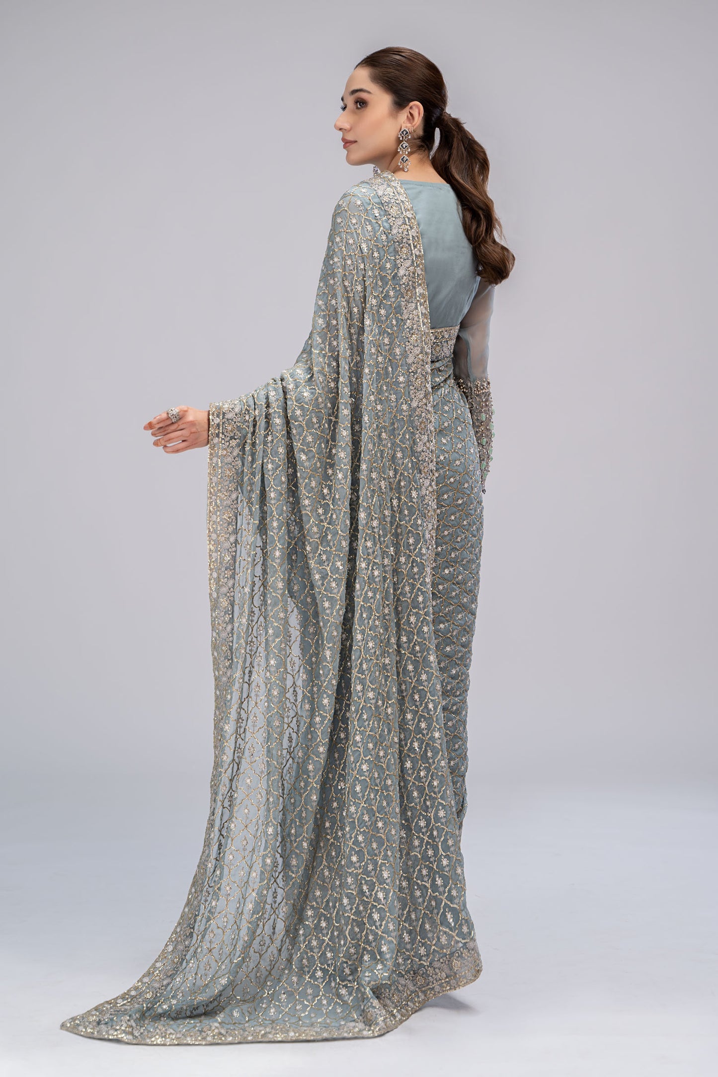 Saree Grey Blue BDS-2602