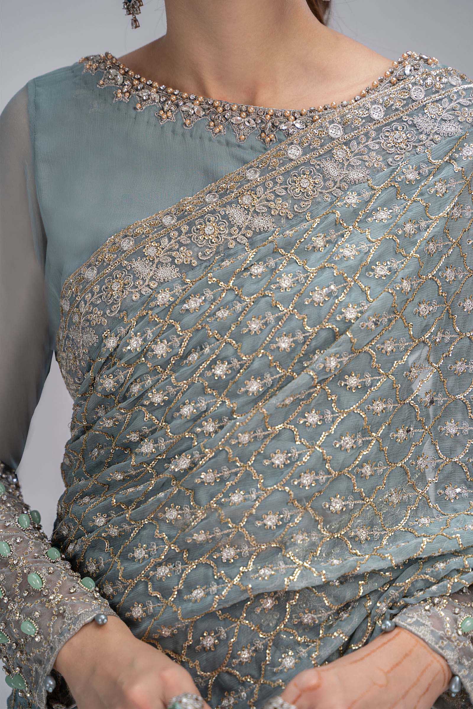 Saree Grey Blue BDS-2602
