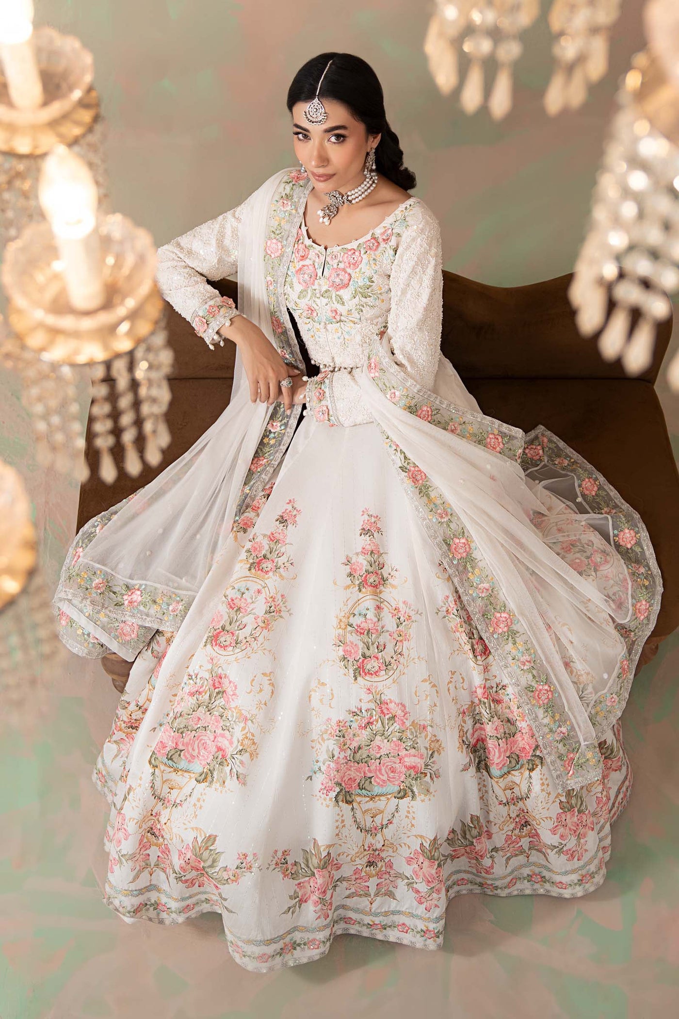 3 Piece Embroidered Raw Silk Suit