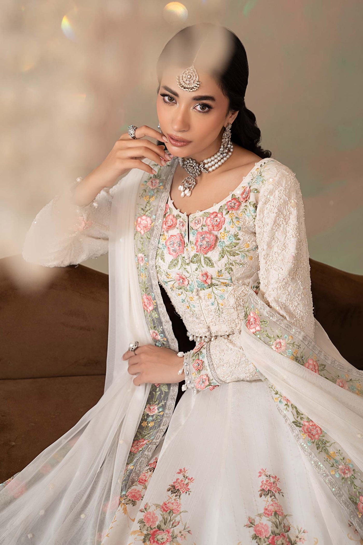 3 Piece Embroidered Raw Silk Suit