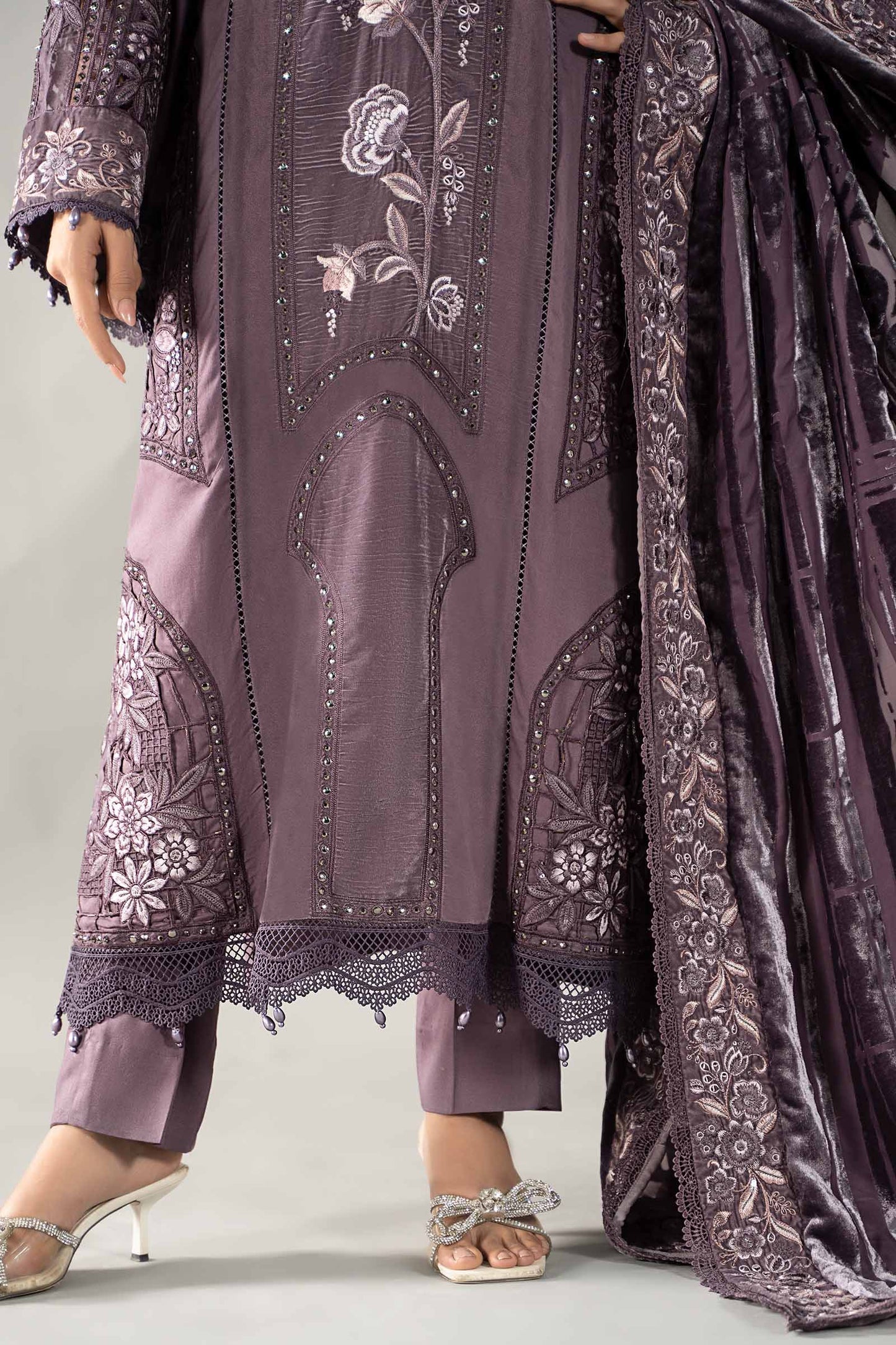 3 Piece Embroidered Linen Suit | DLS-1202
