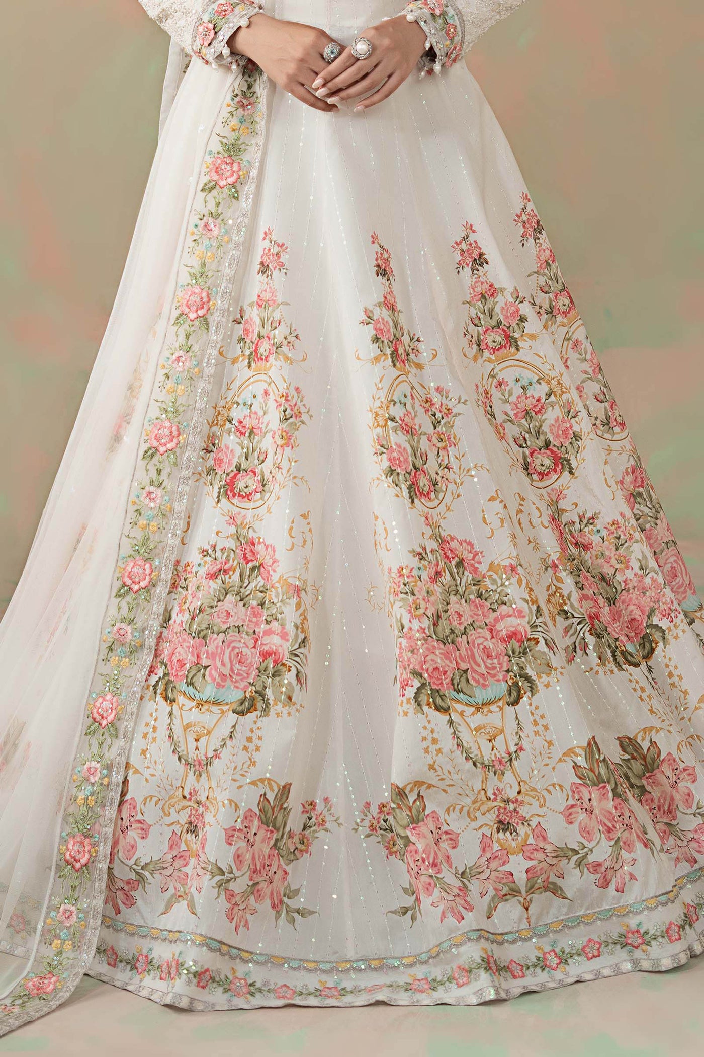 3 Piece Embroidered Raw Silk Suit