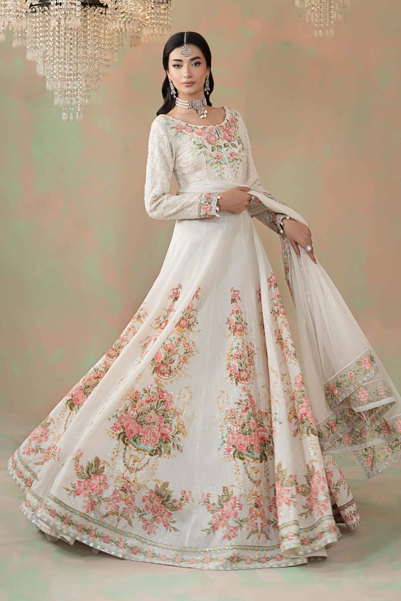 3 Piece Embroidered Raw Silk Suit