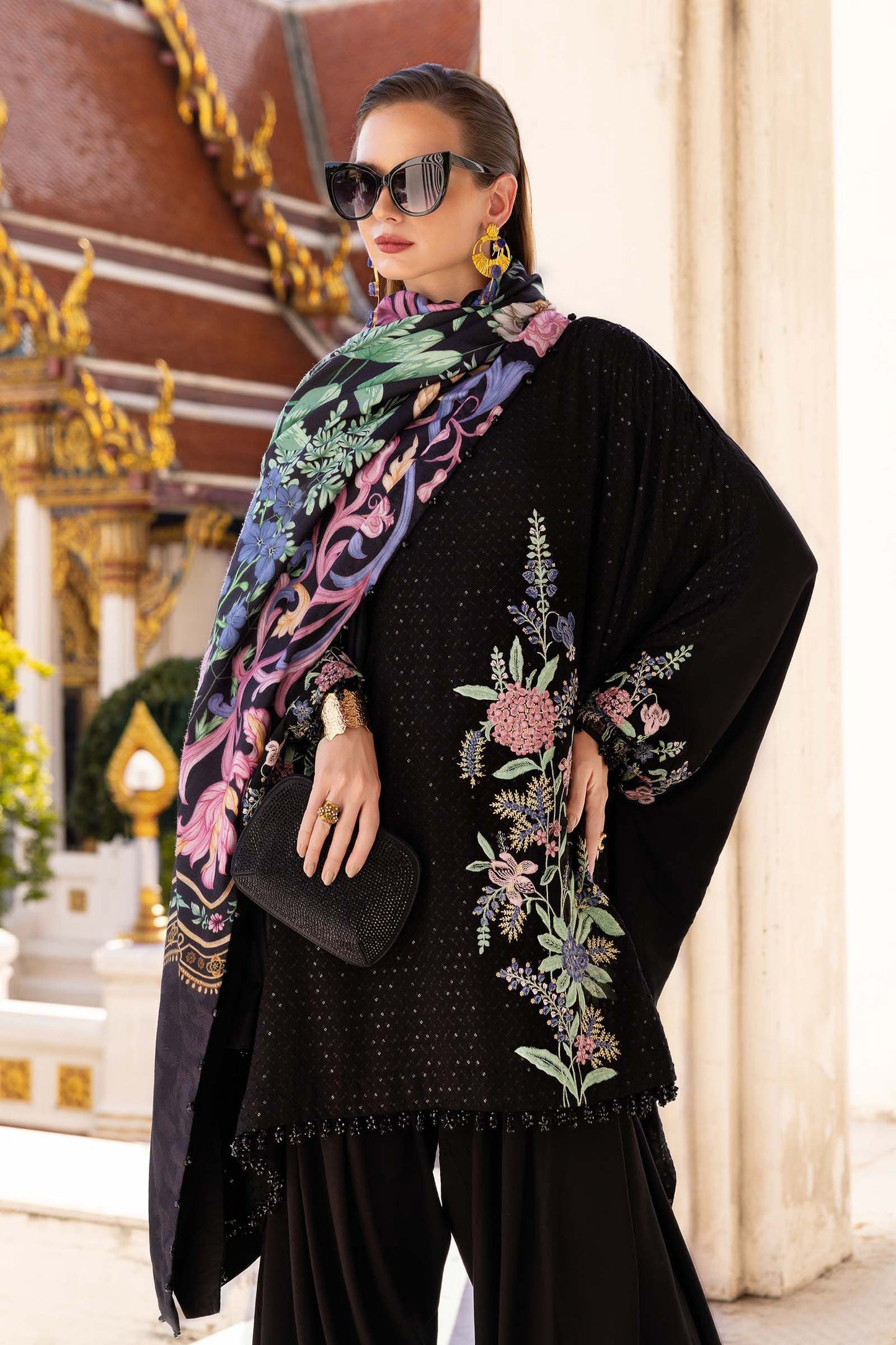 3 Piece Unstitched Embroidered Twill Linen Suit