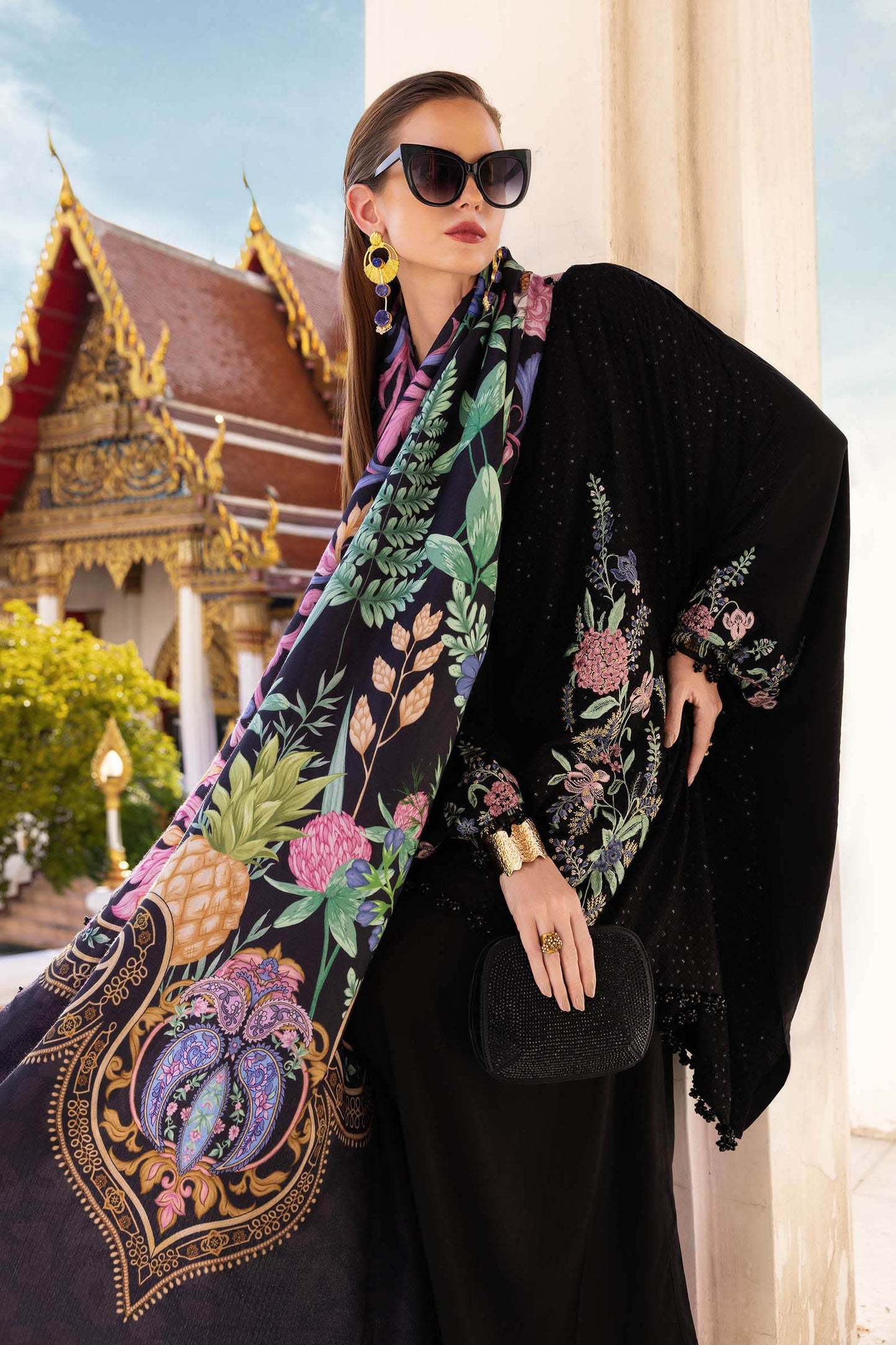 3 Piece Unstitched Embroidered Twill Linen Suit