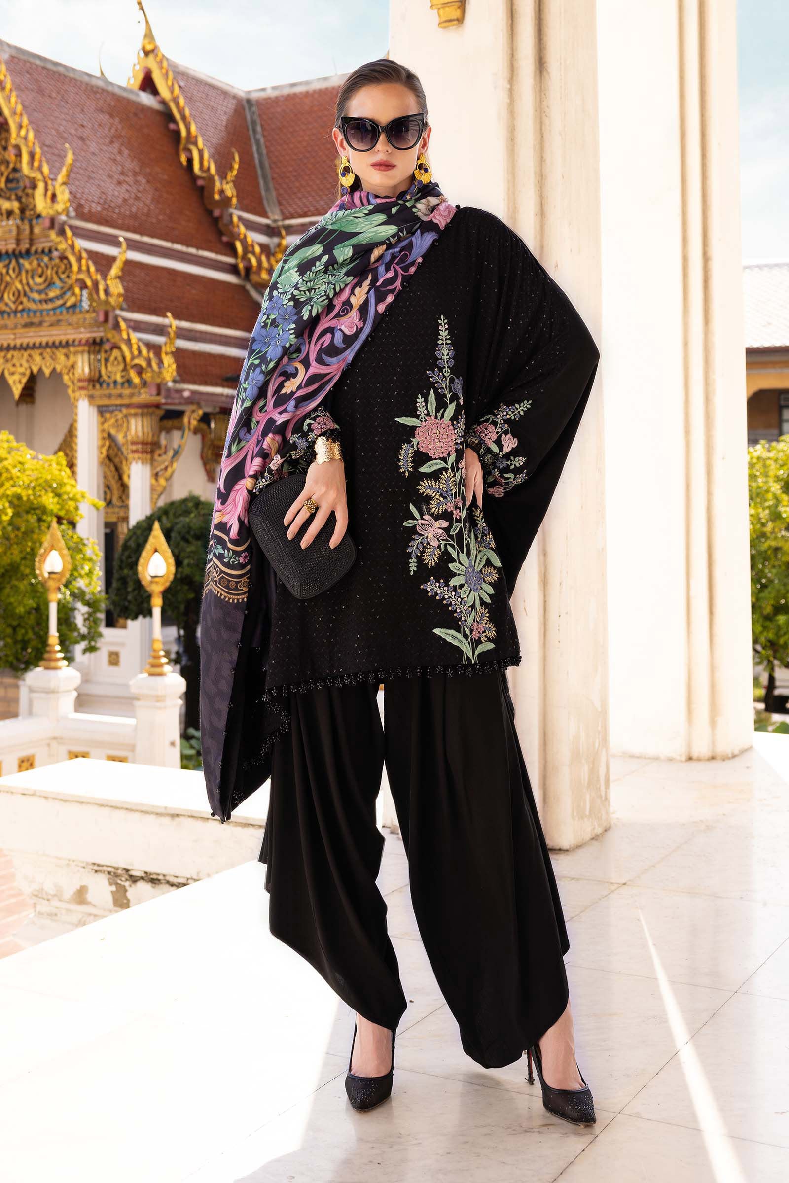 3 Piece Unstitched Embroidered Twill Linen Suit