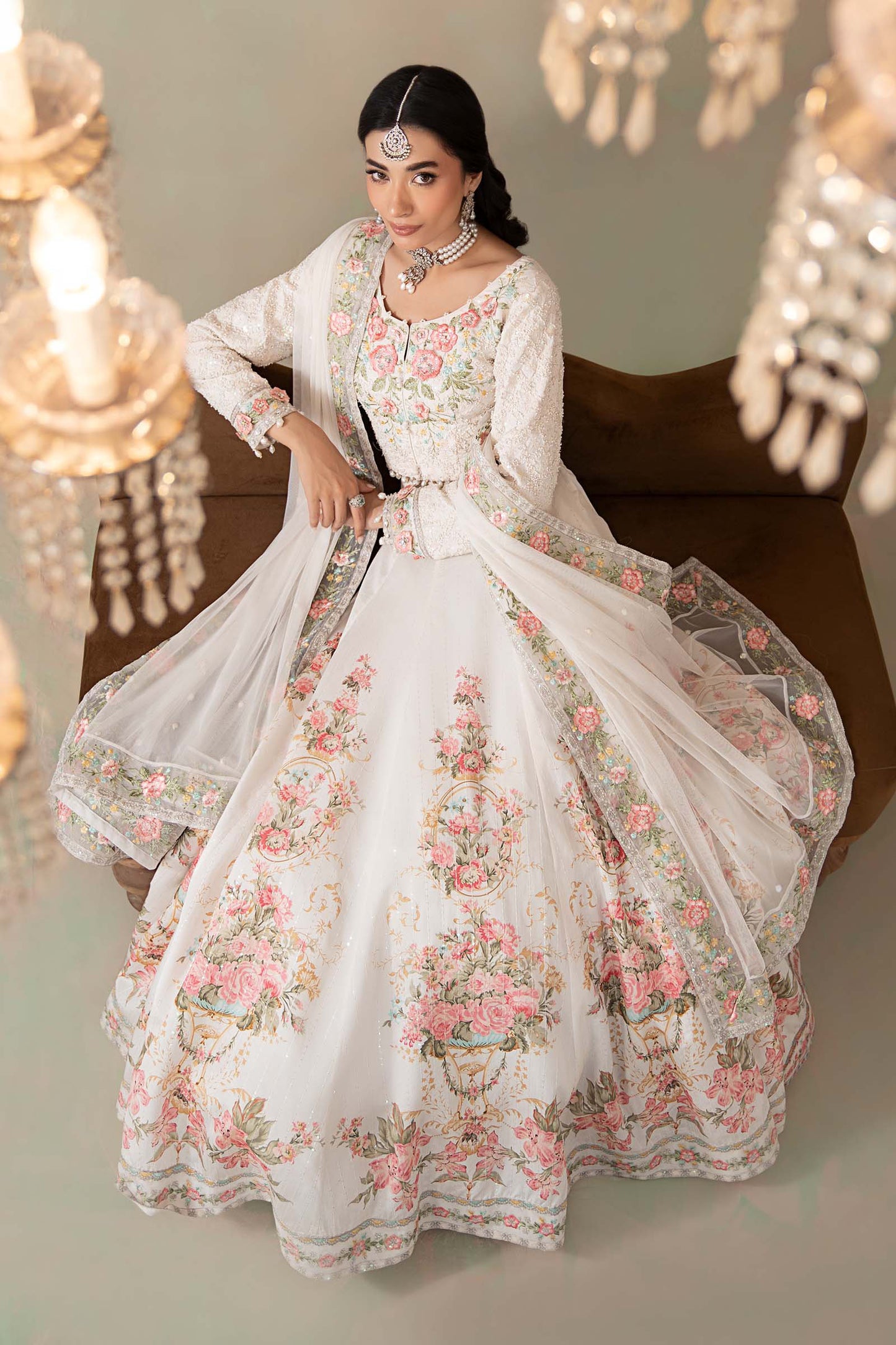 3 Piece Embroidered Raw Silk Suit